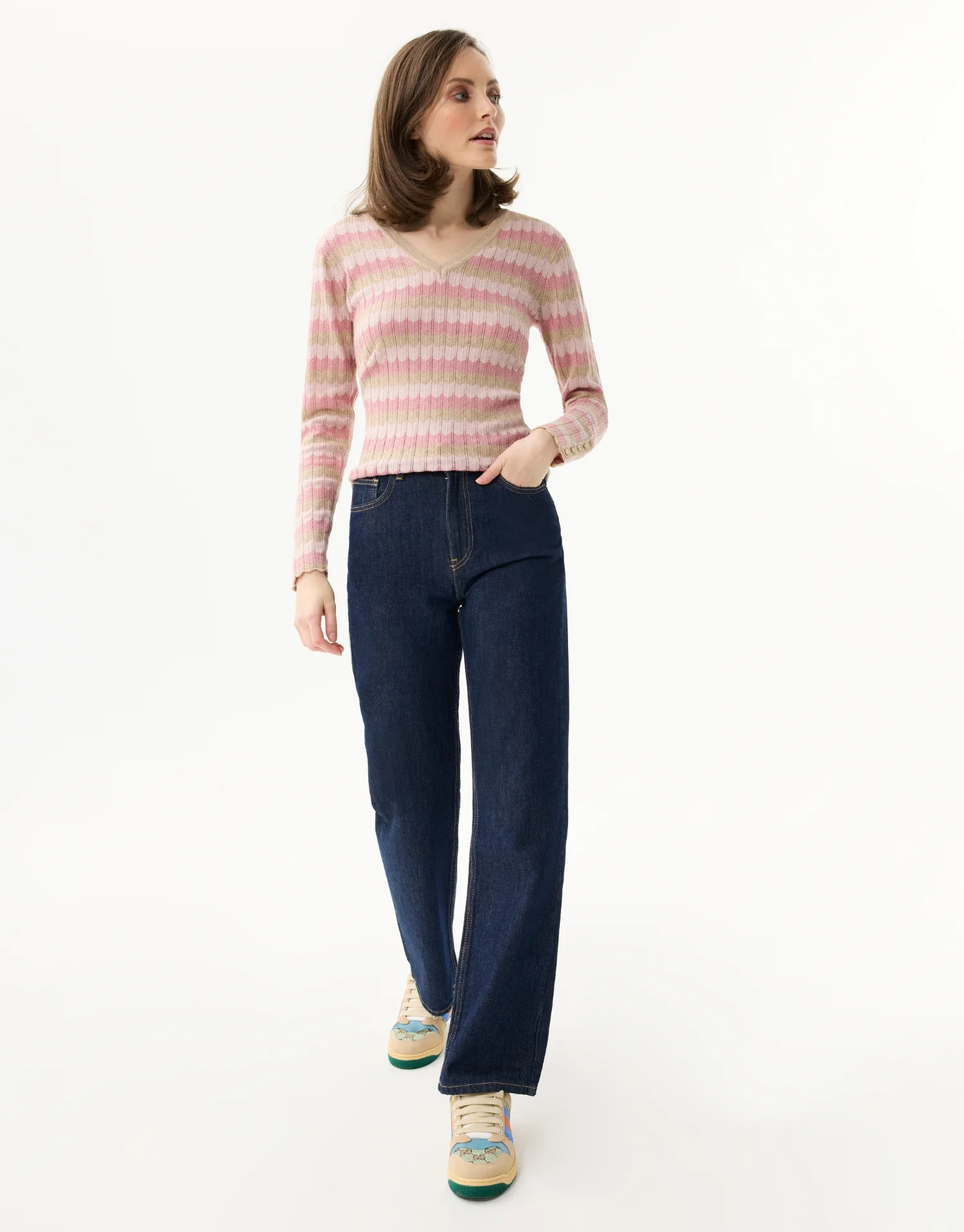 Pull col V rayures - Image 7