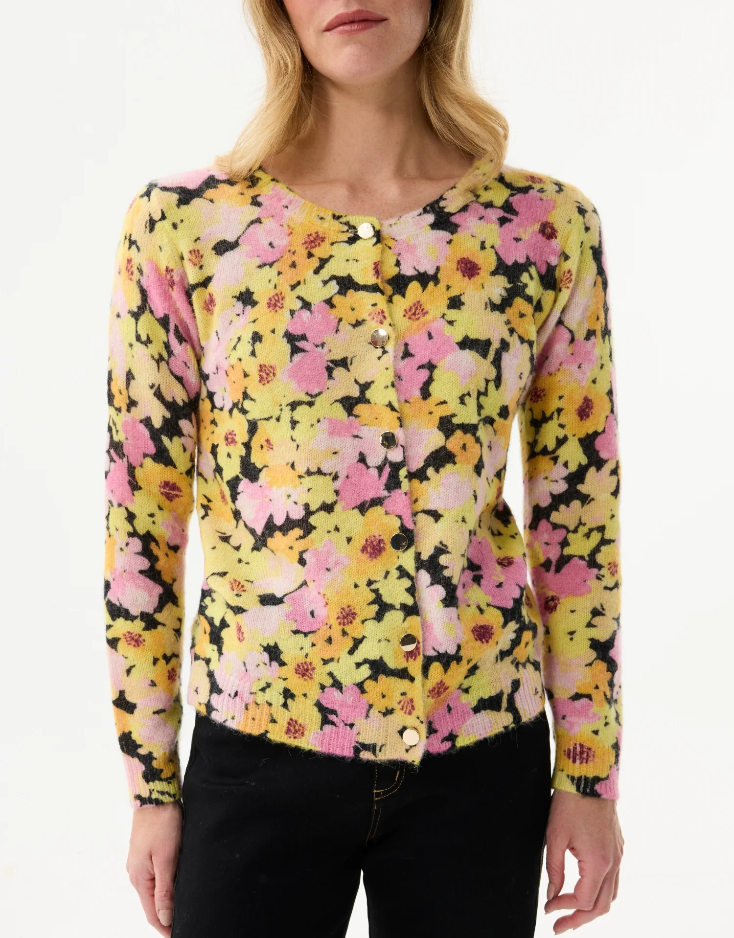 Cardigan en maille à imprimé floral pastel - Image 3