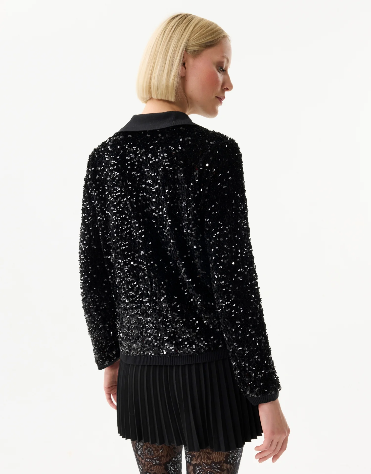 Cardigan noir à sequins - Image 3