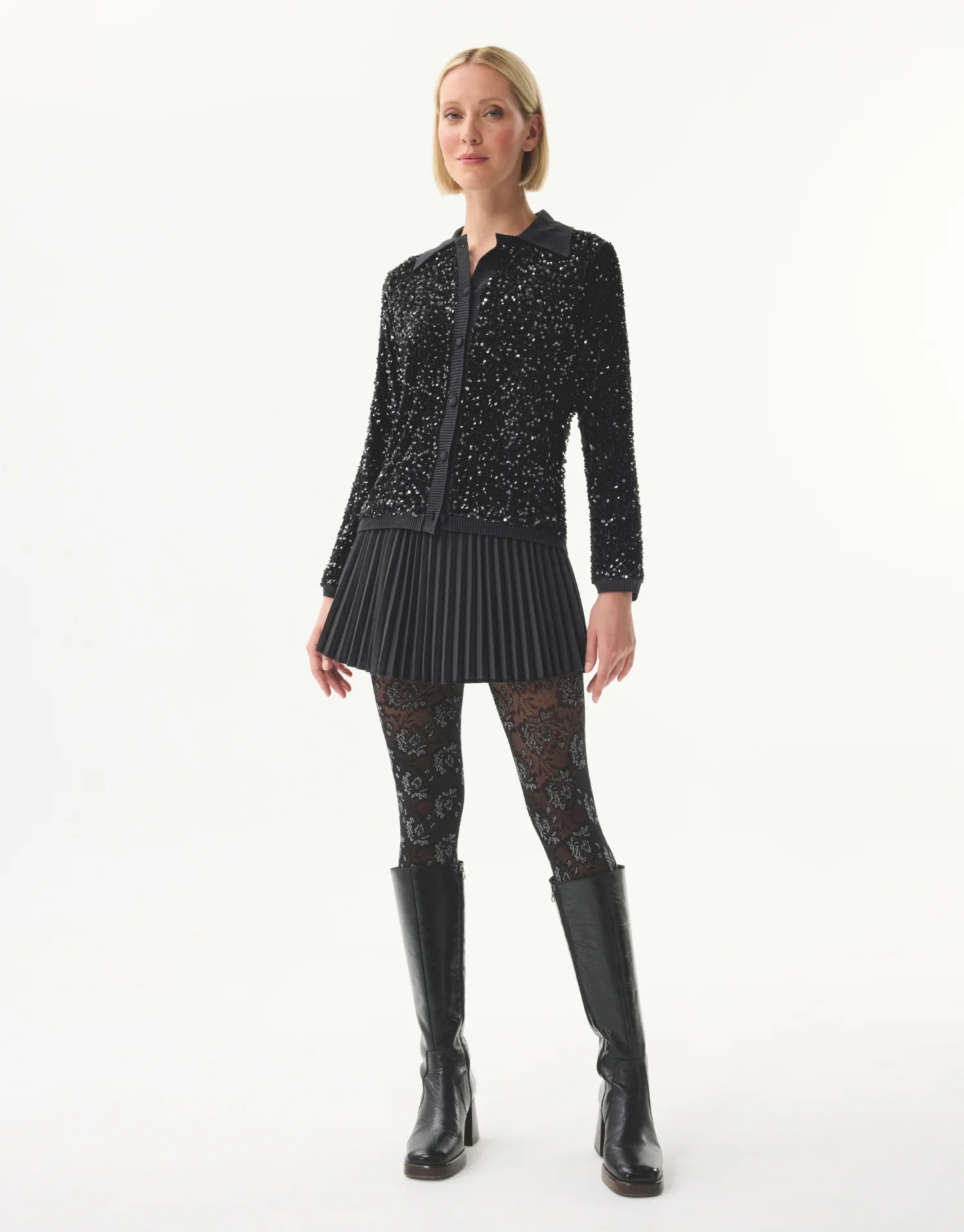 Cardigan noir à sequins - Image 4