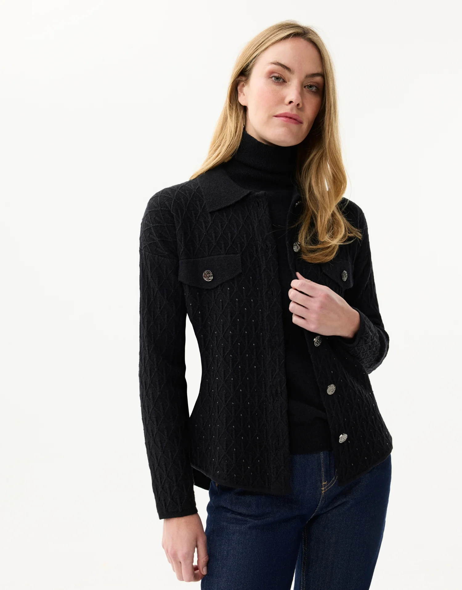 Cardigan texturé à boutons dorés - Image 5