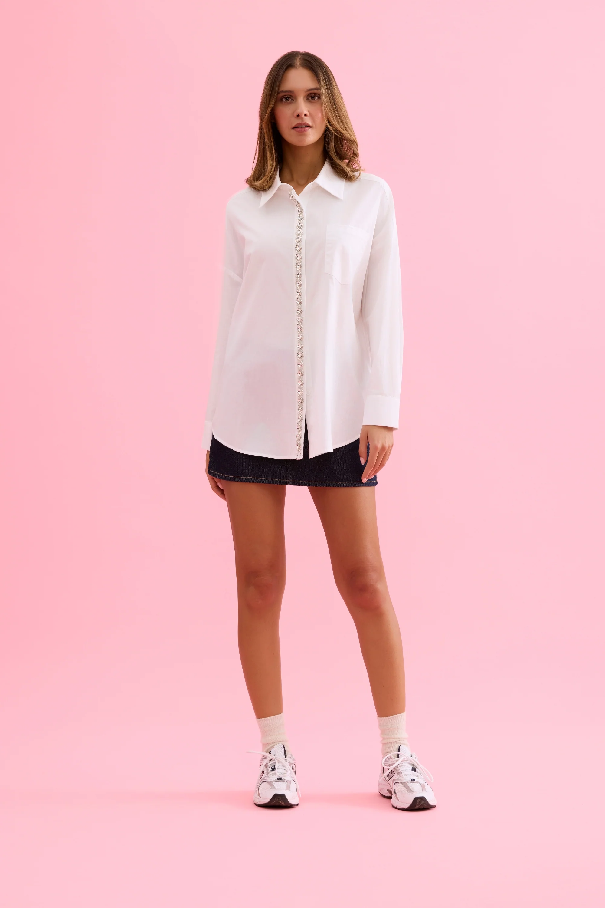 Chemise blanche détails strass - Image 3