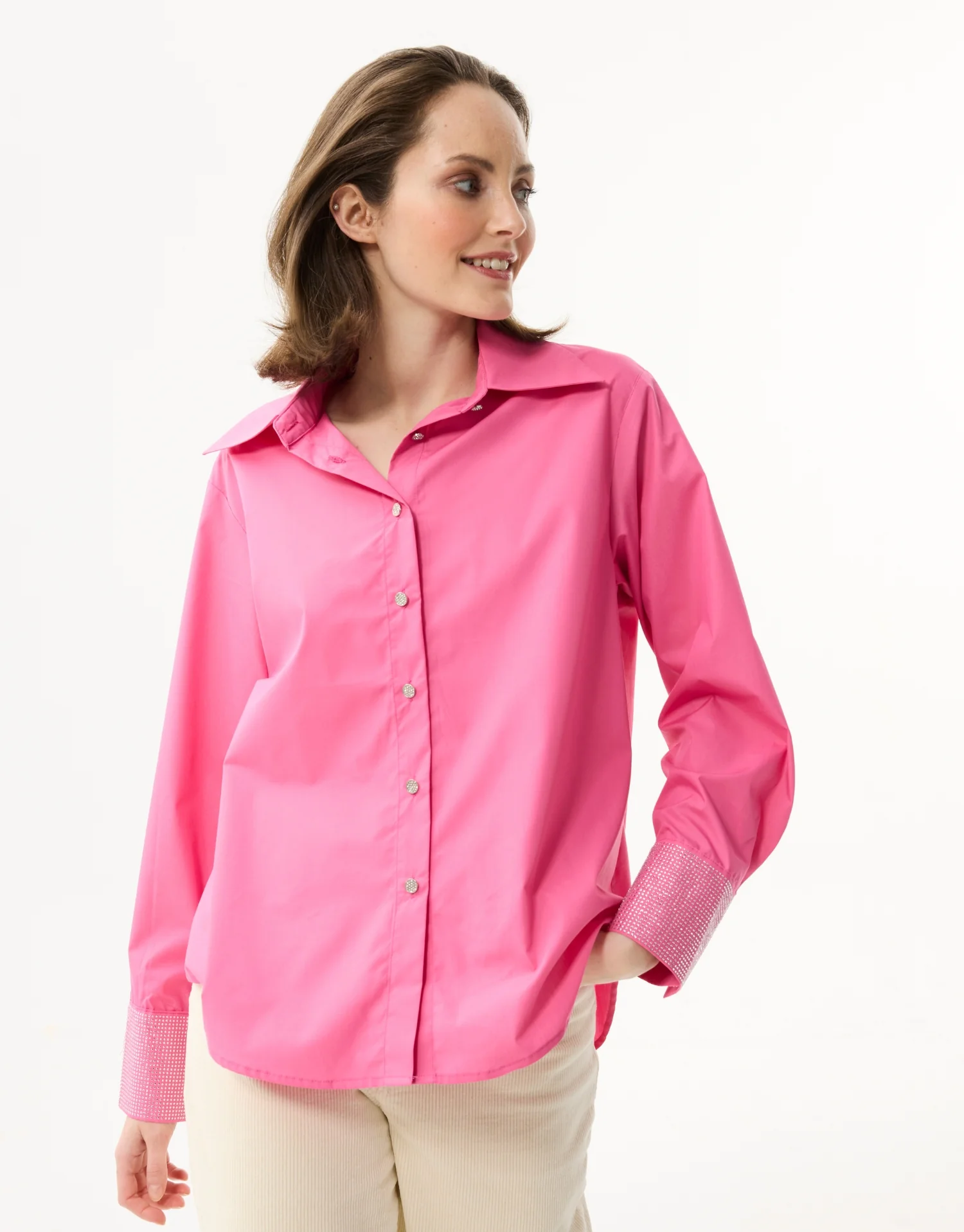 Chemise fuchsia à poignets strass - Image 3
