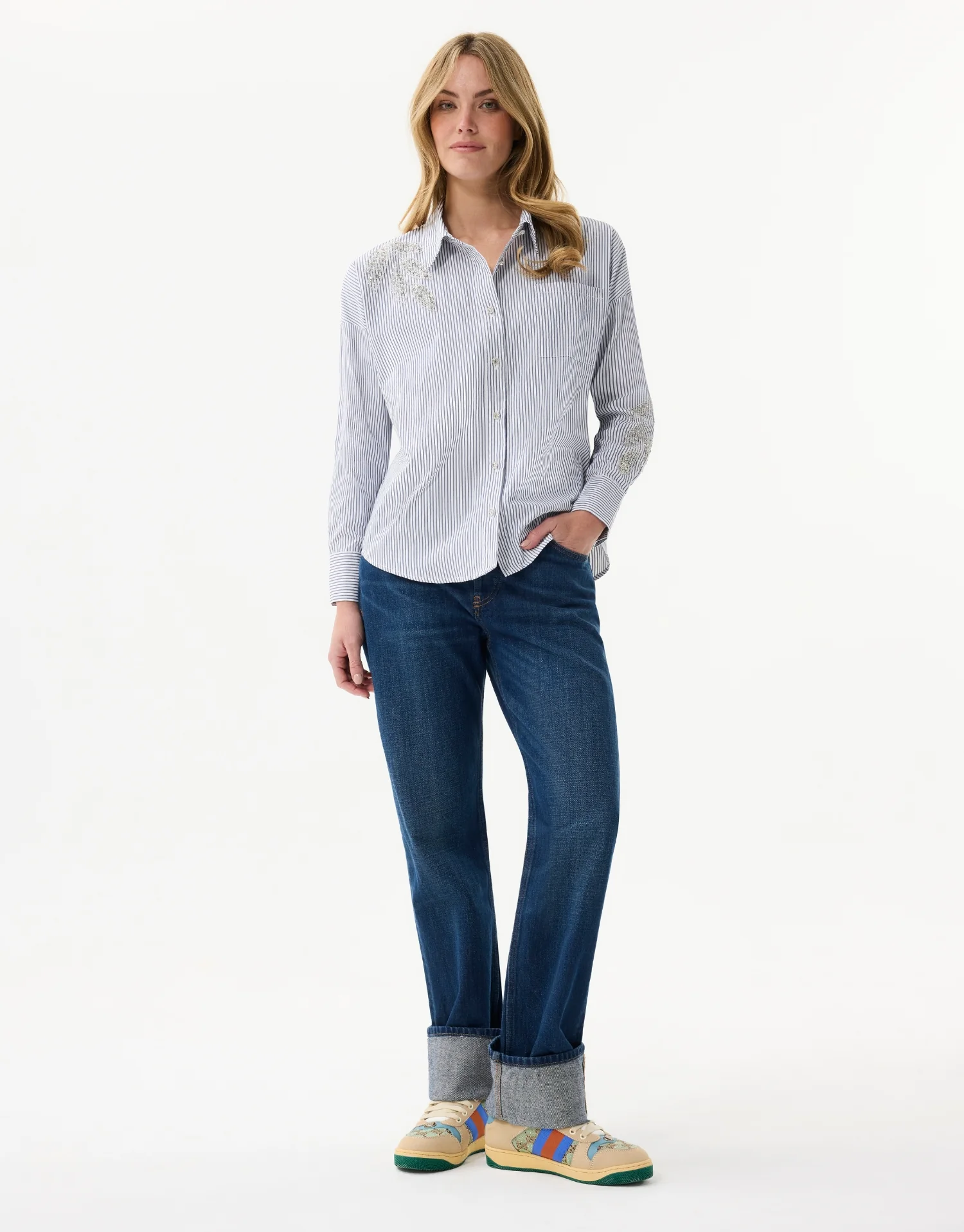 Chemise rayée avec broderies - Image 4