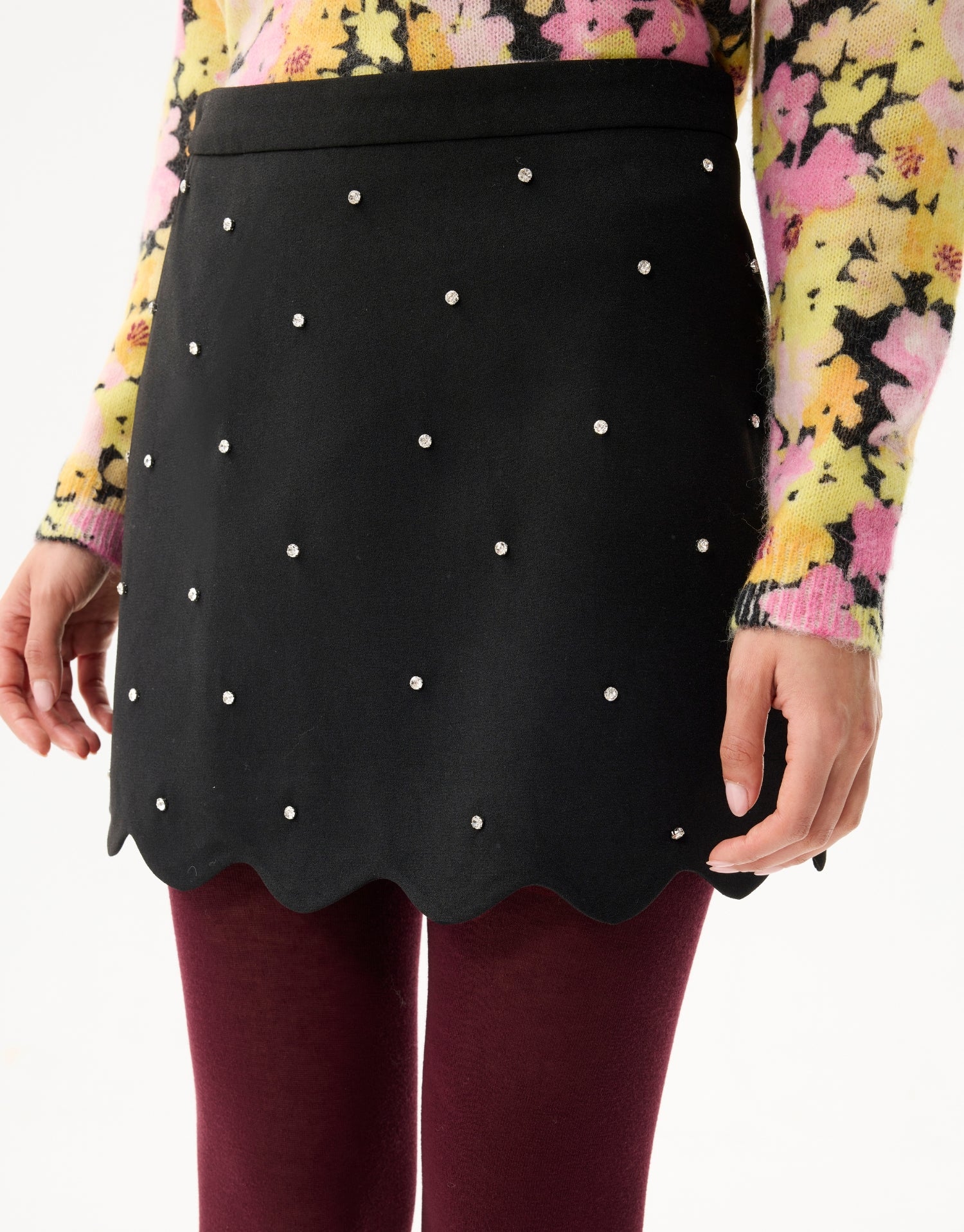 Jupe courte noire à strass - Image 3