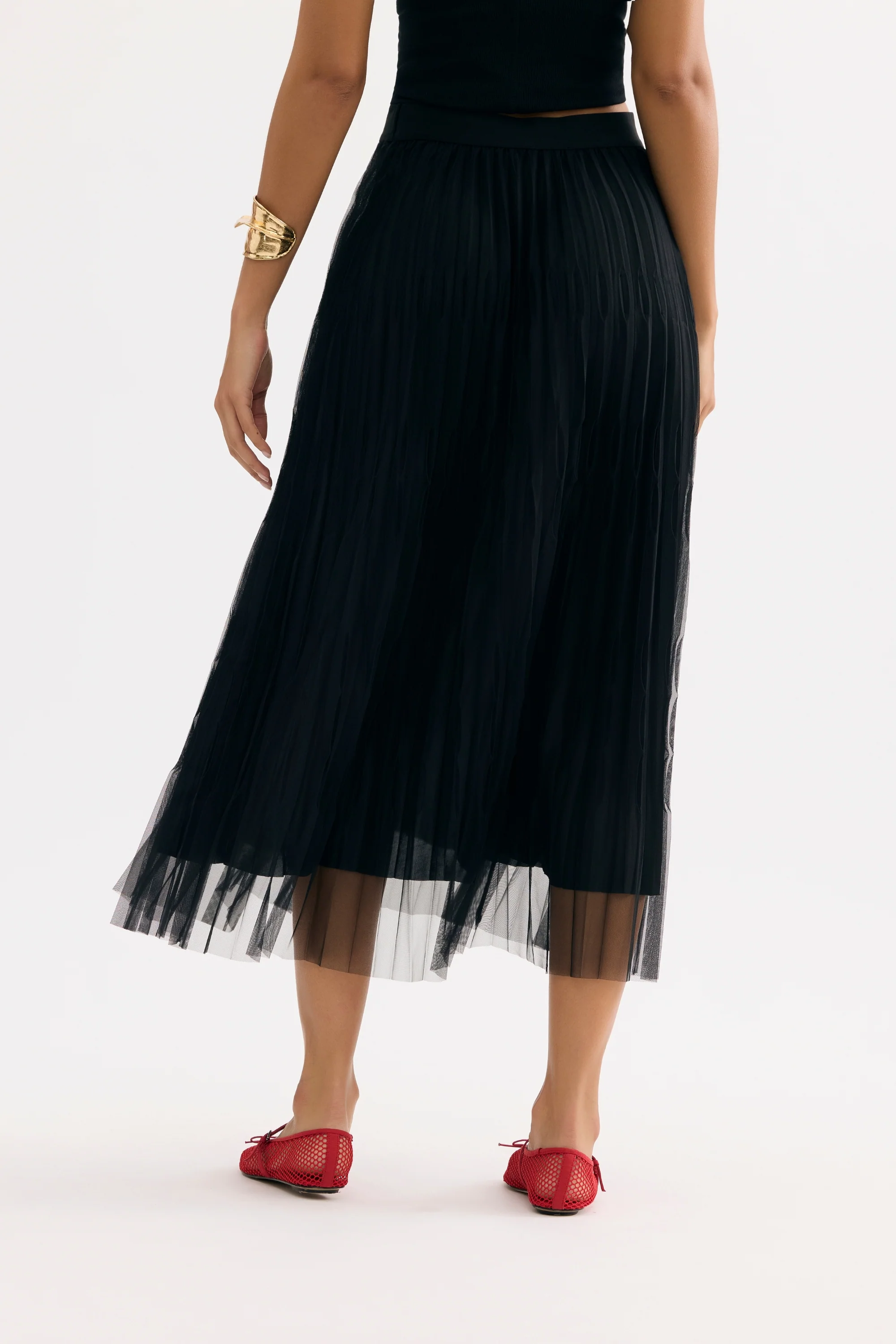 Jupe midi plissée en tulle - Image 3
