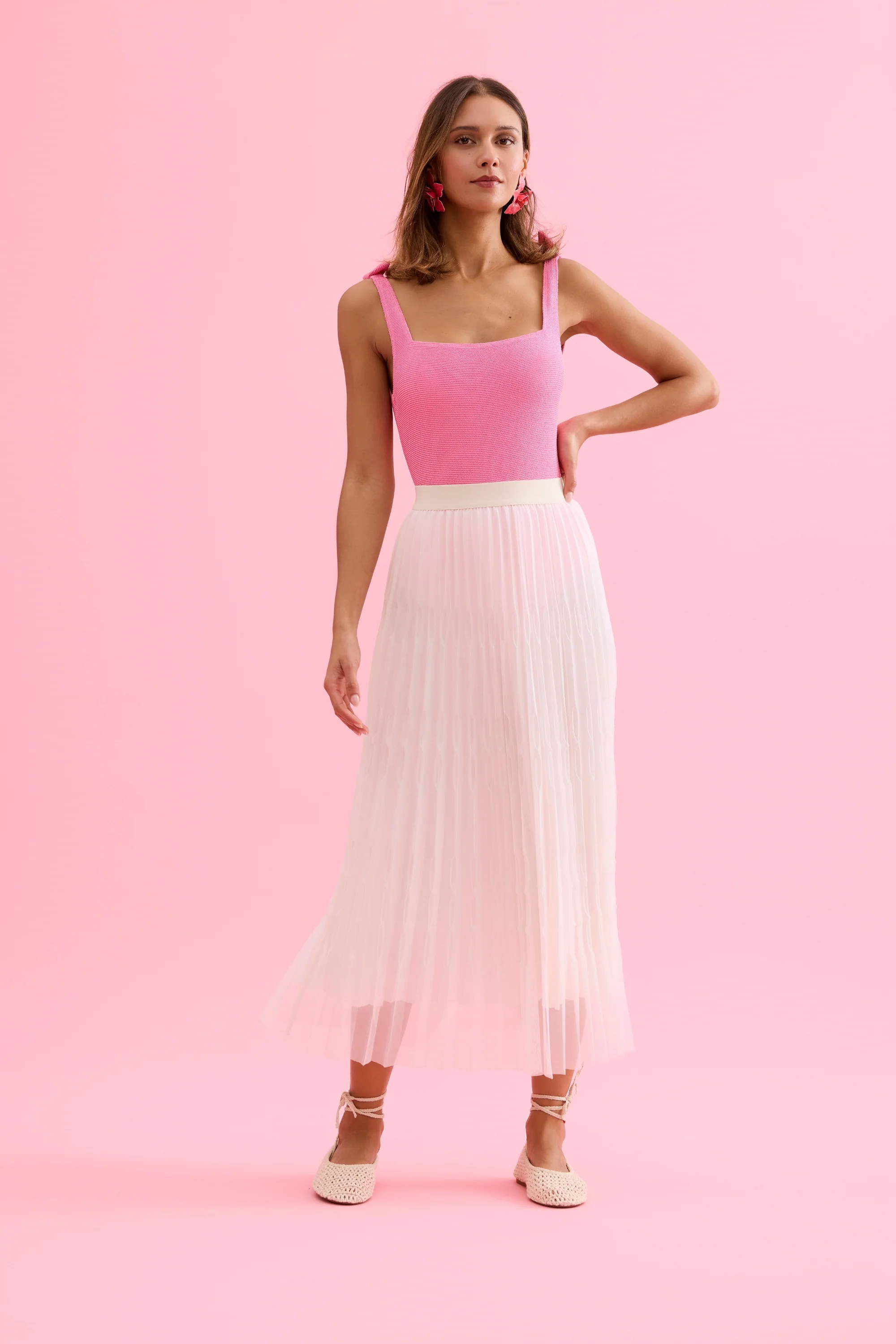 Jupe midi plissée en tulle - Image 5