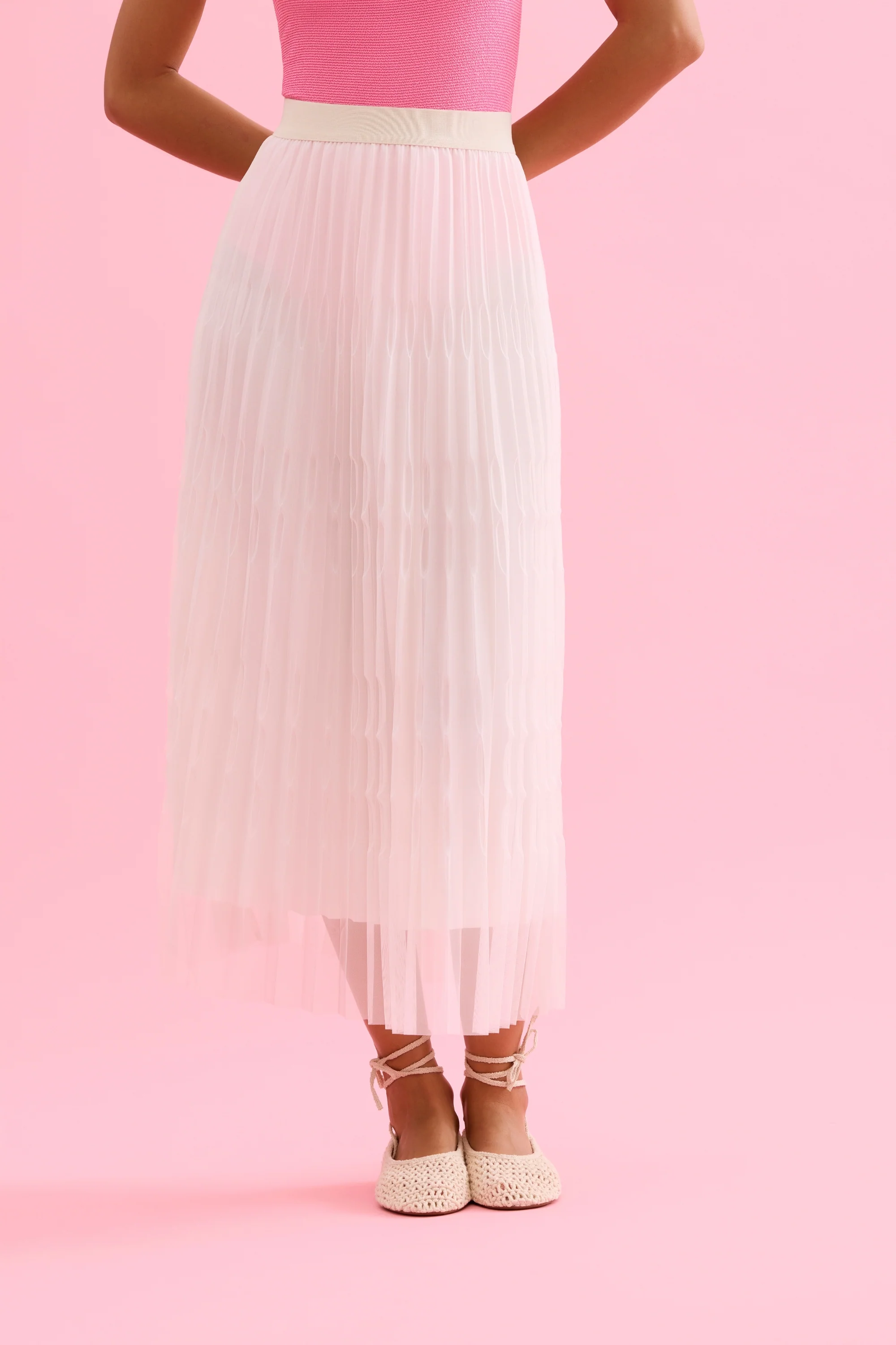 Jupe midi plissée en tulle - Image 7
