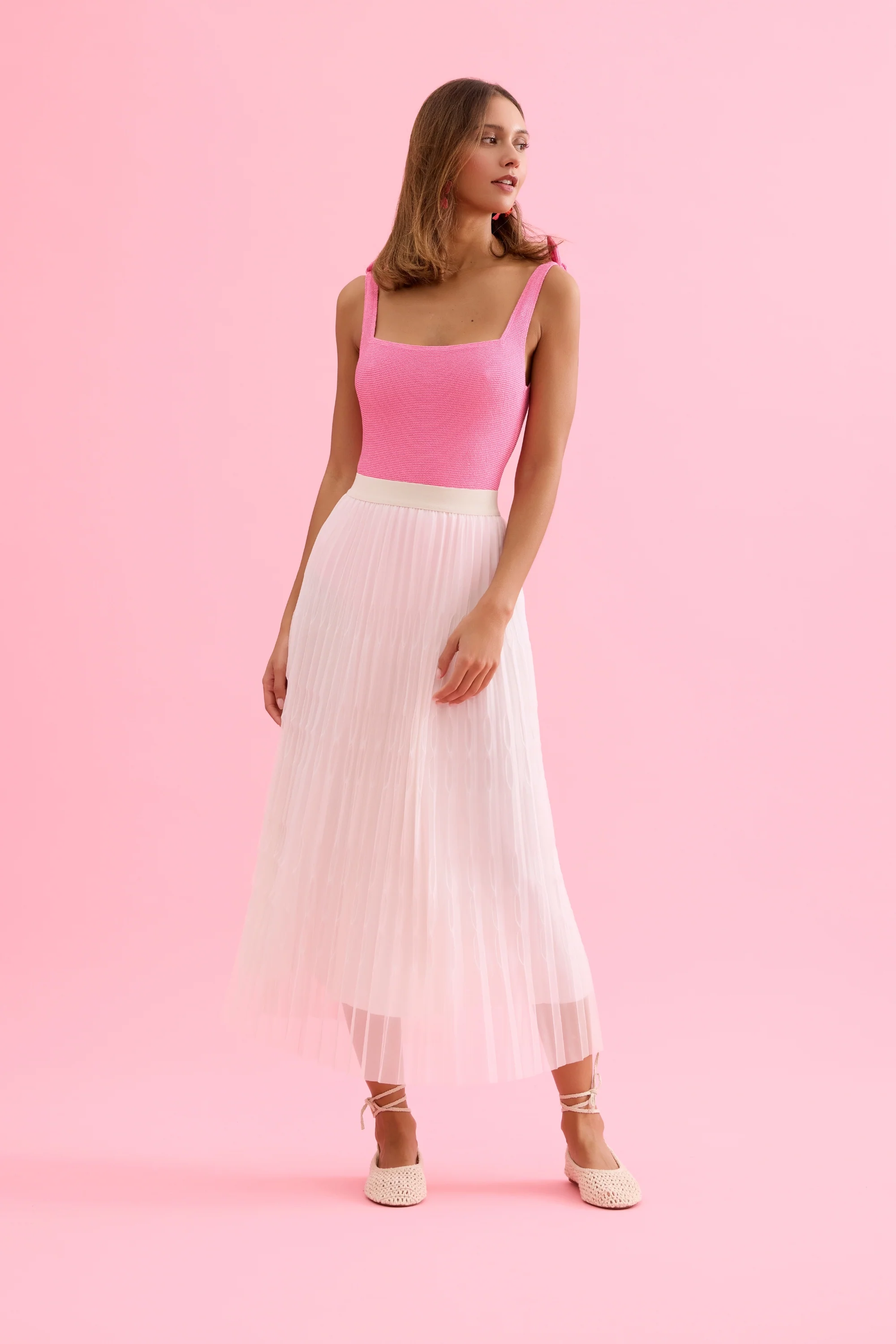 Jupe midi plissée en tulle - Image 8
