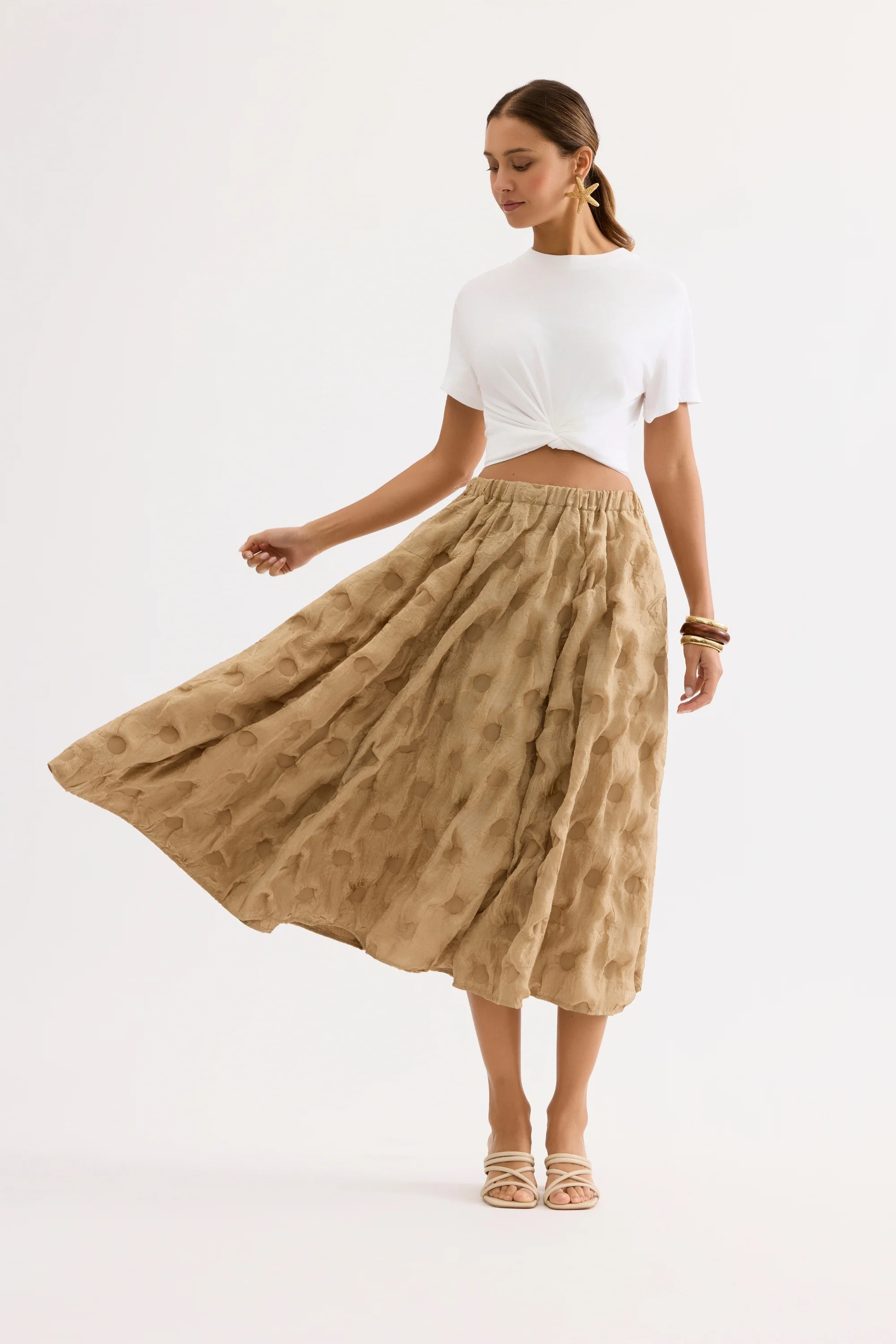 Jupe midi texturée