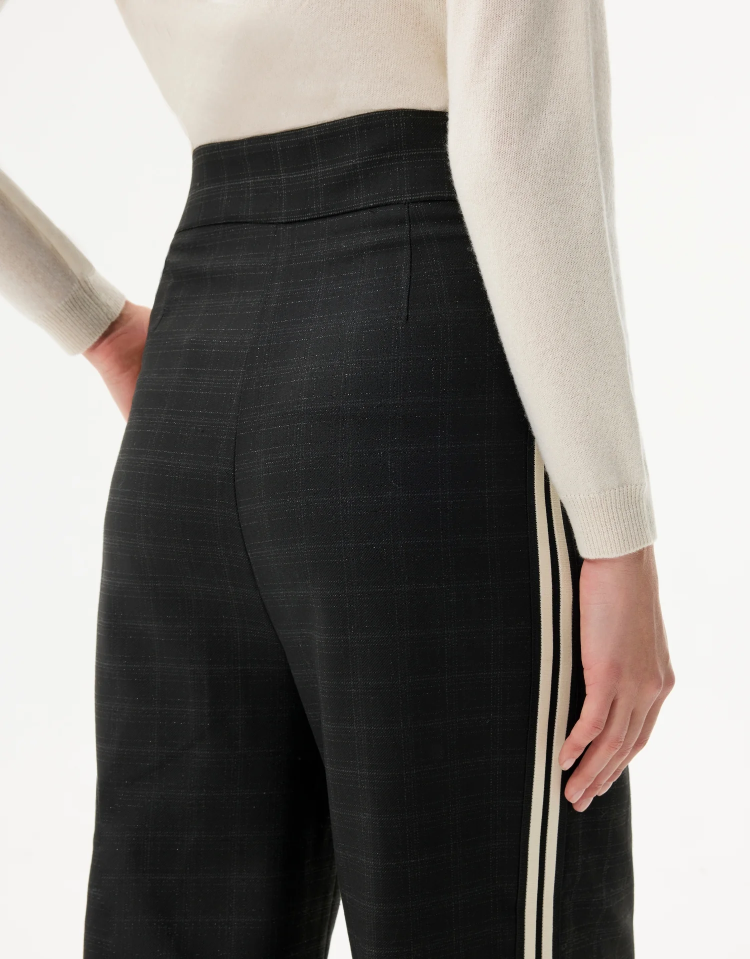 Pantalon à carreaux bandes contrastées - Image 3