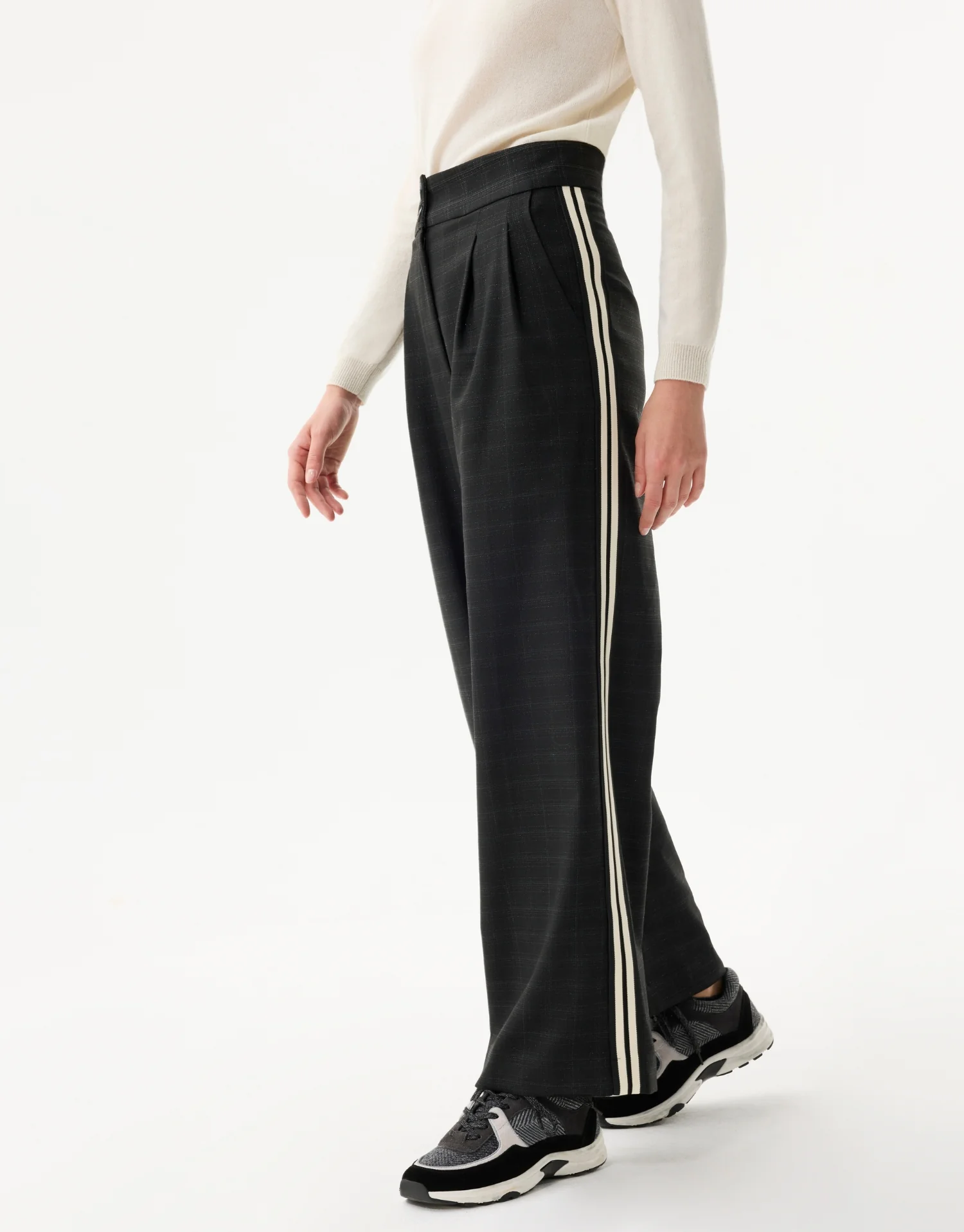 Pantalon à carreaux bandes contrastées - Image 4