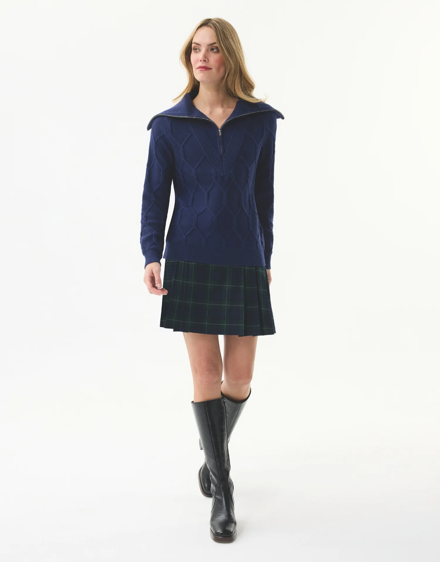 Pull à col zippé en maille relief - Image 11