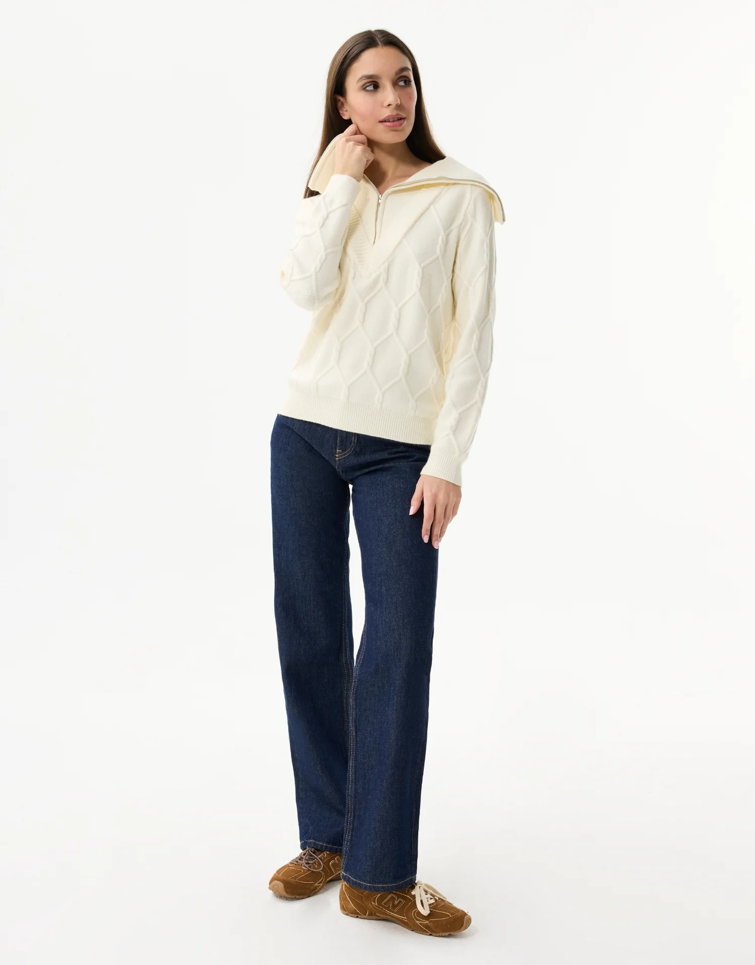 Pull à col zippé en maille relief - Image 12