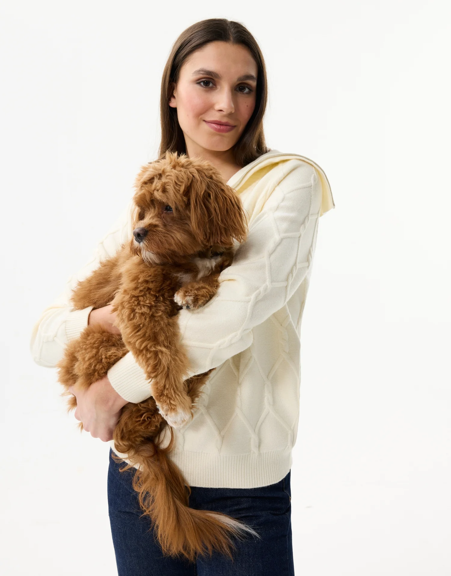 Pull à col zippé en maille relief - Image 13