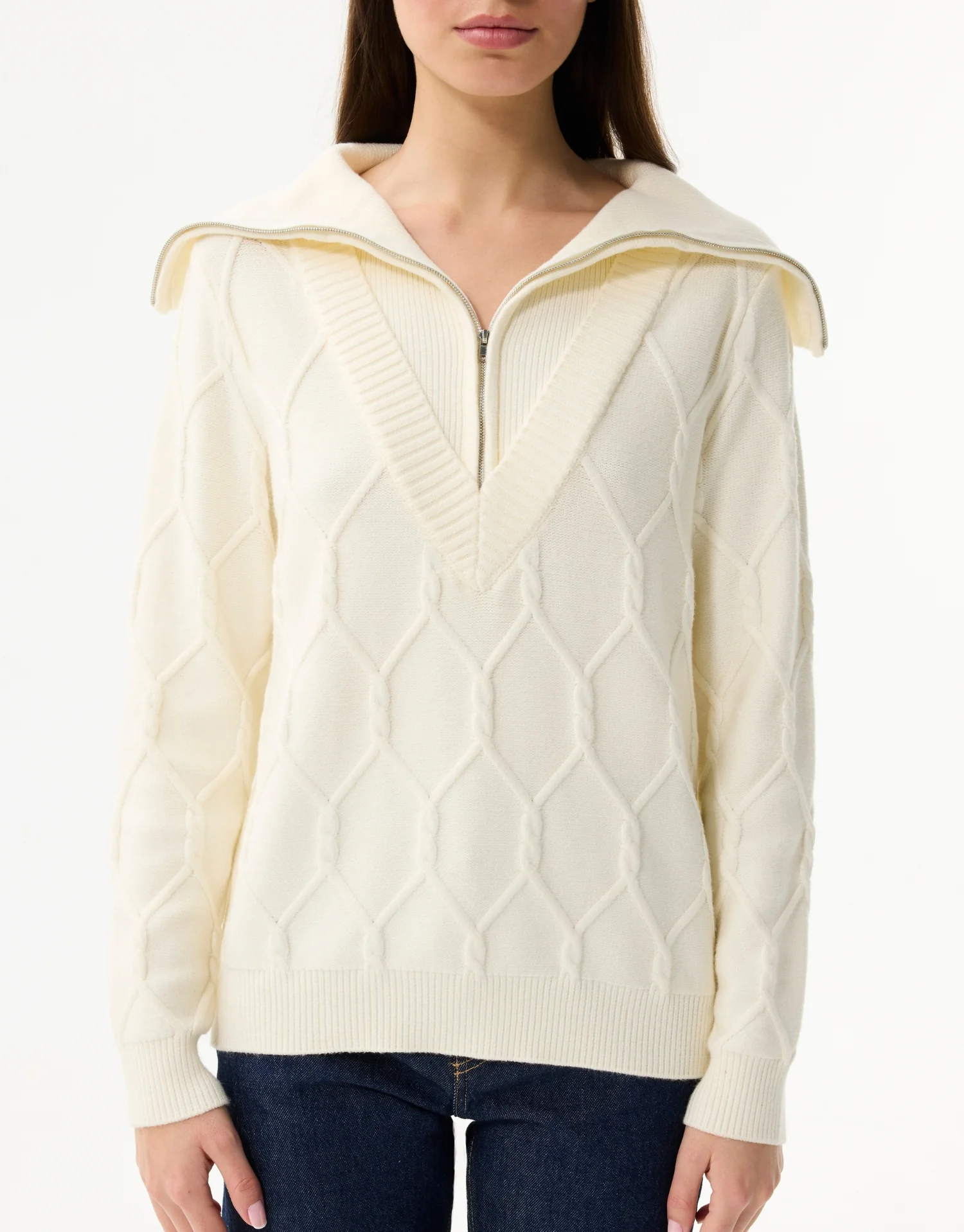 Pull à col zippé en maille relief - Image 14