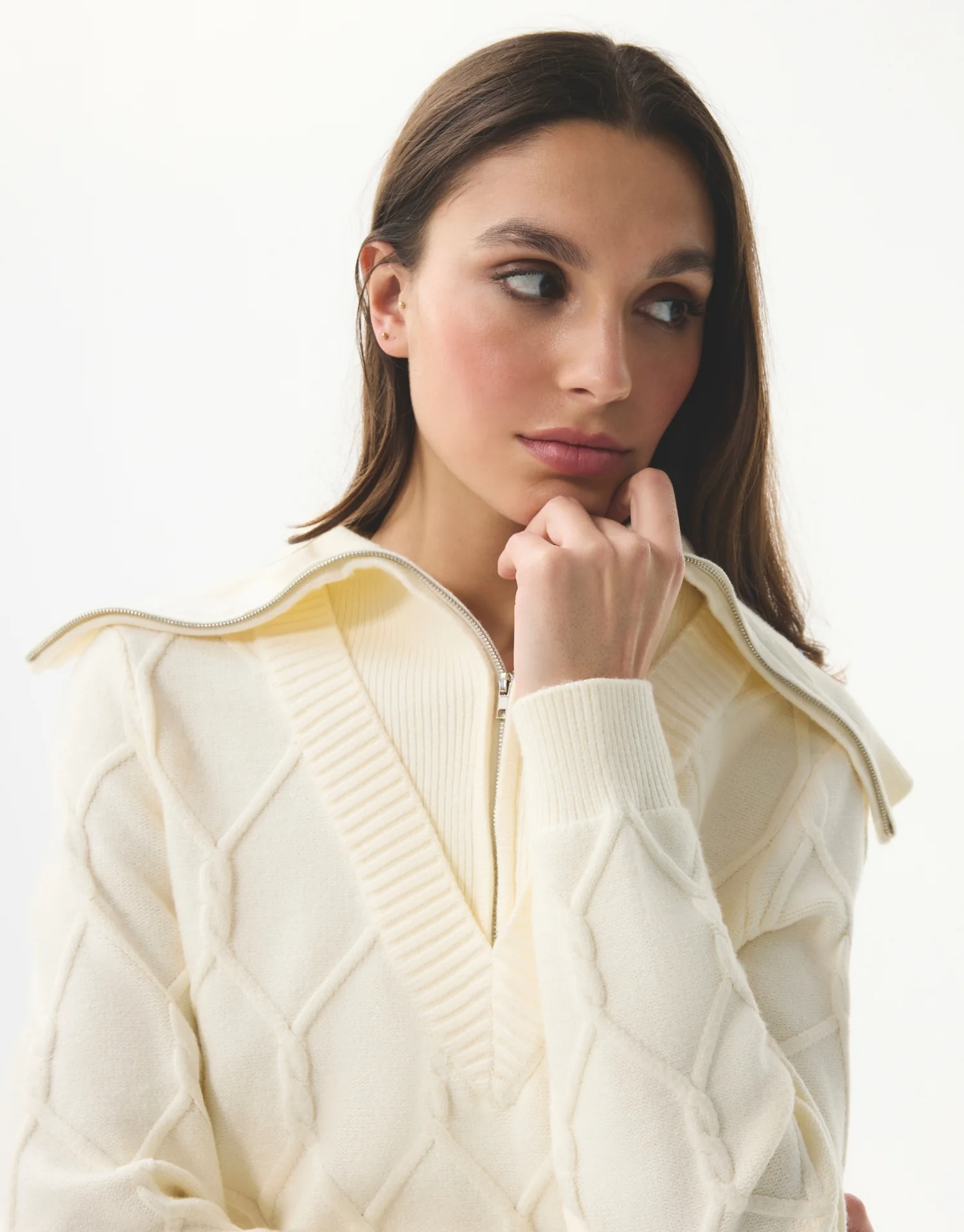 Pull à col zippé en maille relief - Image 15