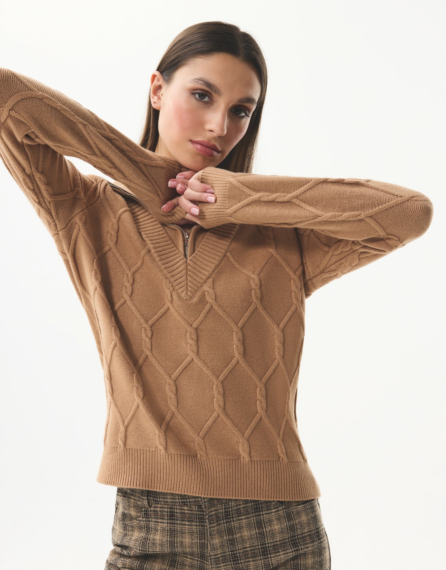 Pull à col zippé en maille relief - Image 4