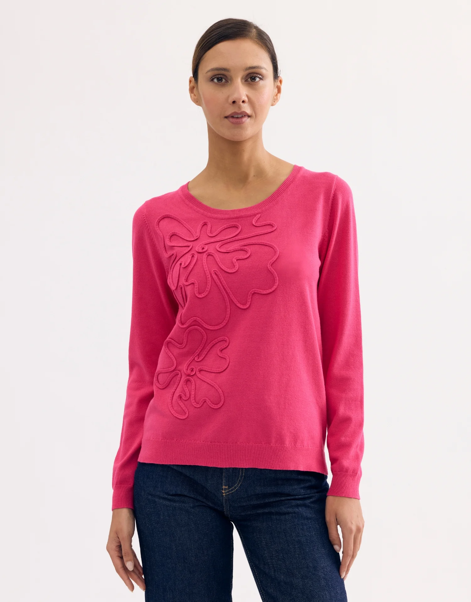 Pull à motif floral en relief - Image 5