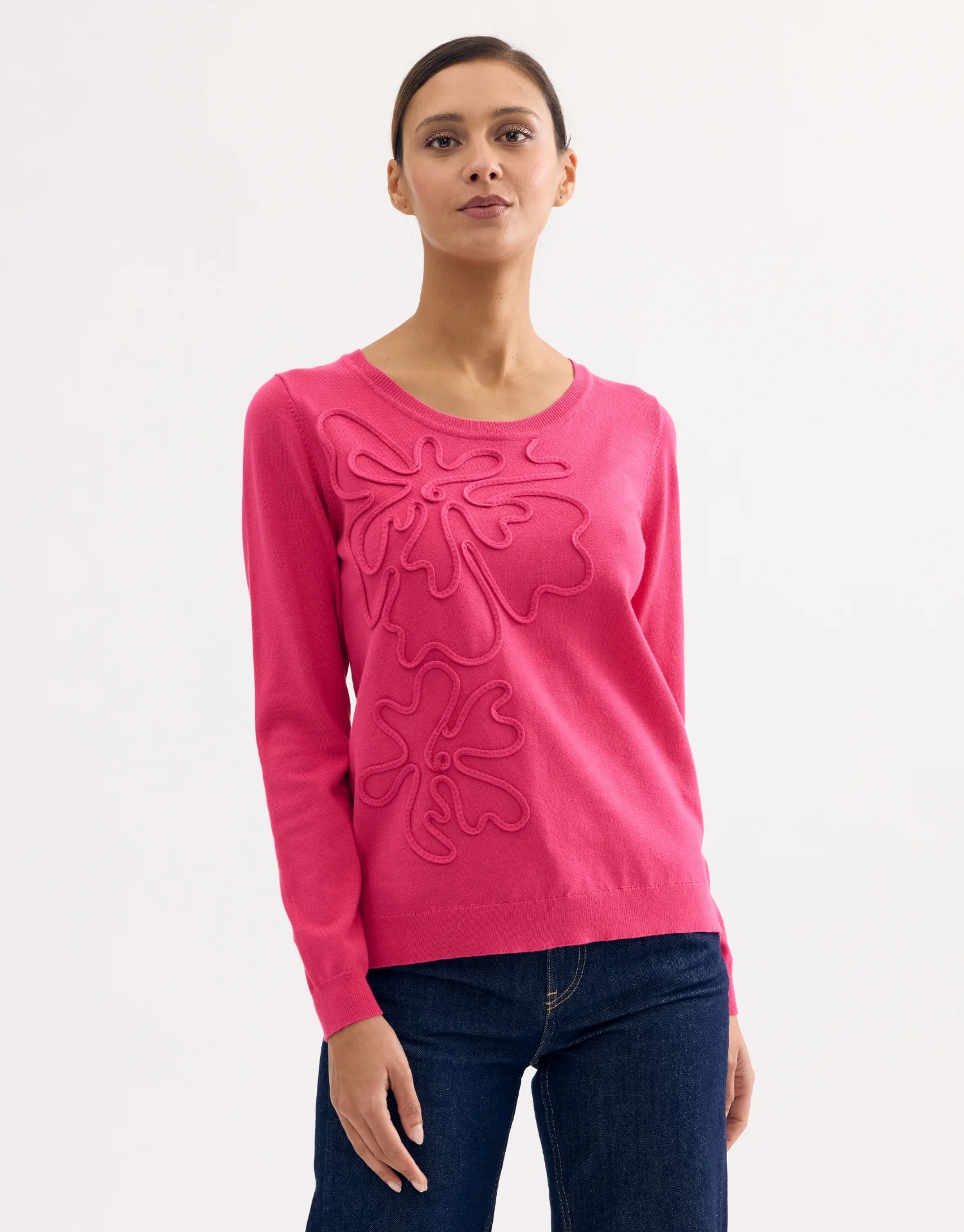 Pull à motif floral en relief - Image 7