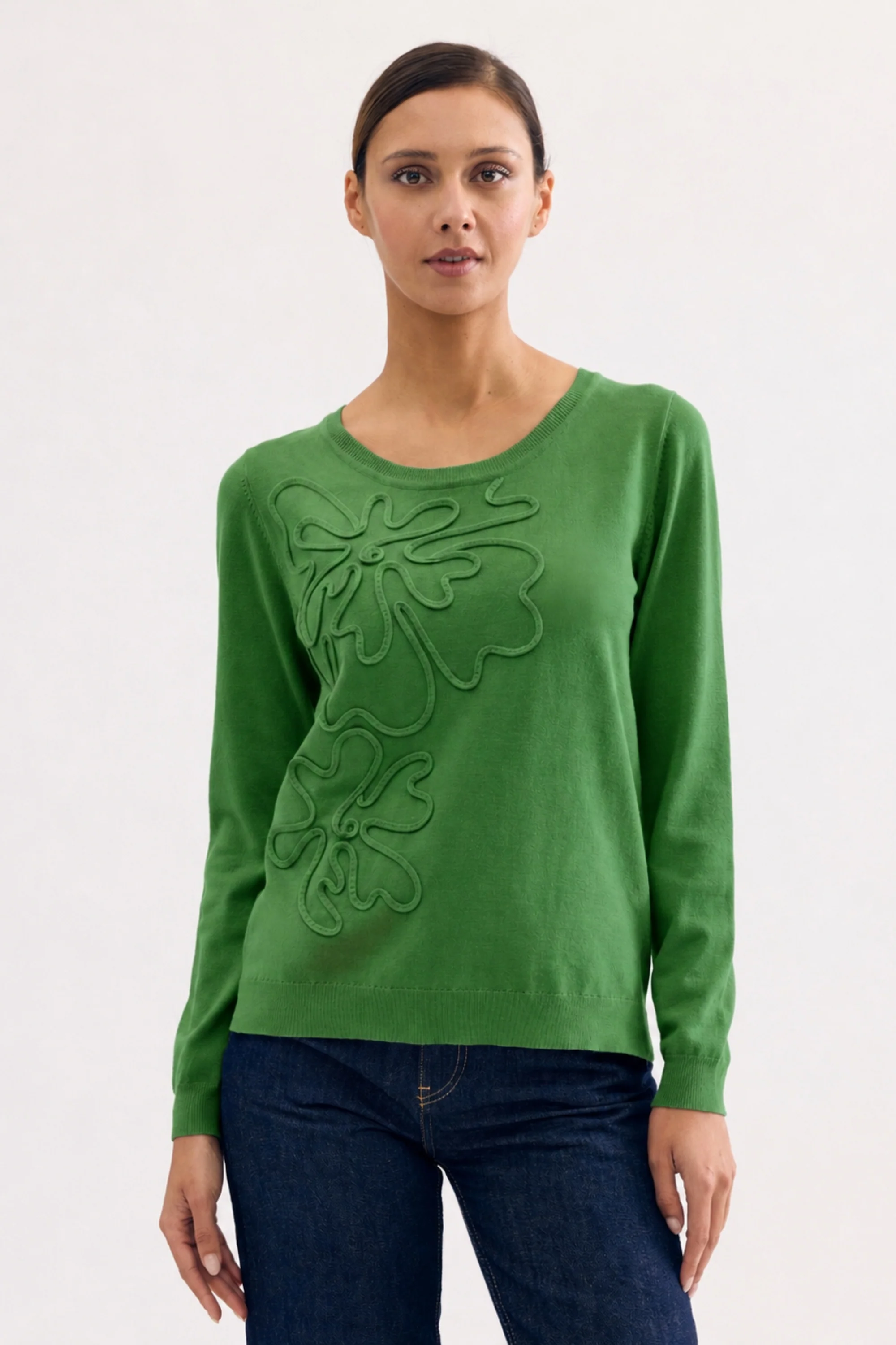 Pull à motif floral en relief - Image 9