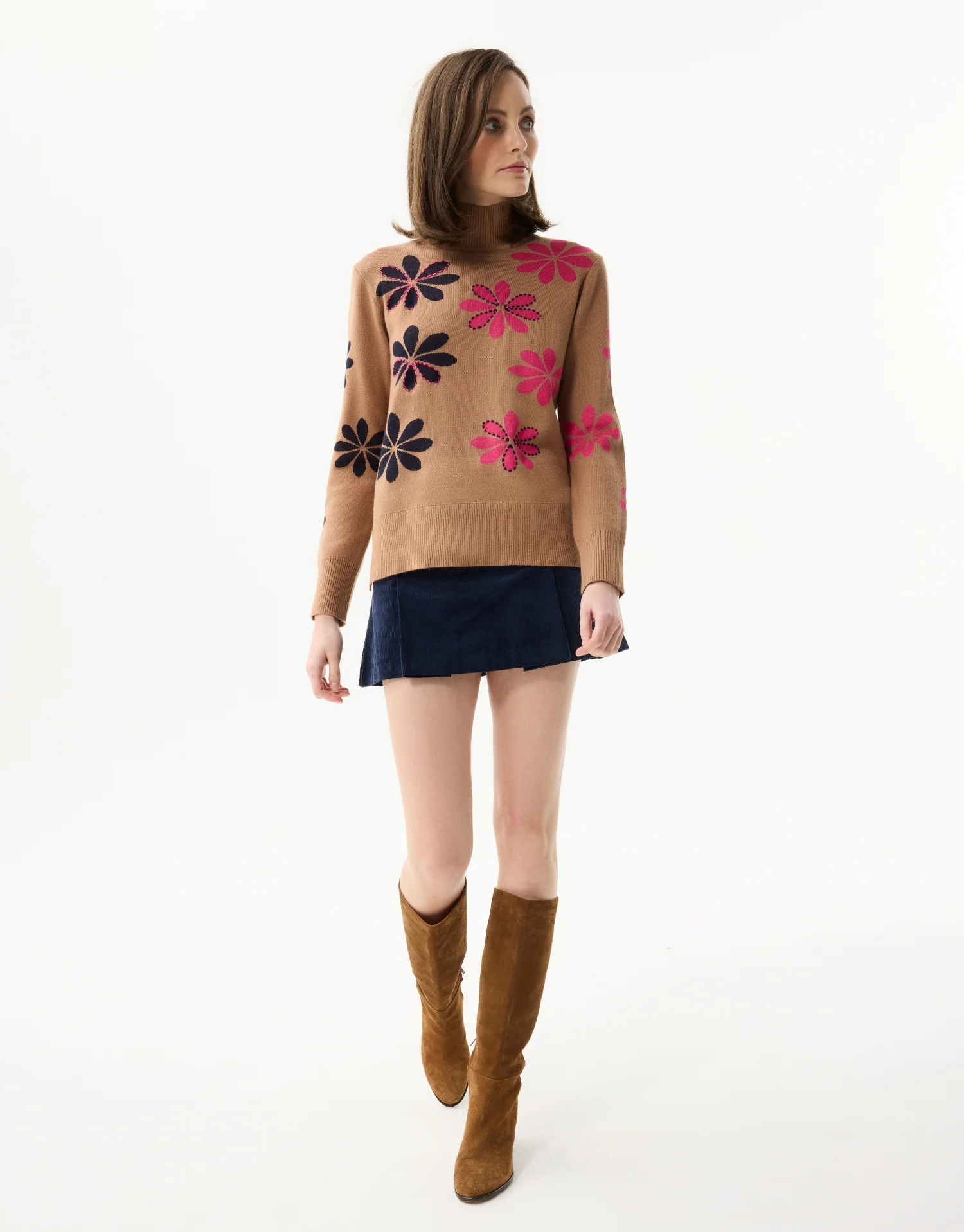 Pull col montant motif fleurs - Image 2