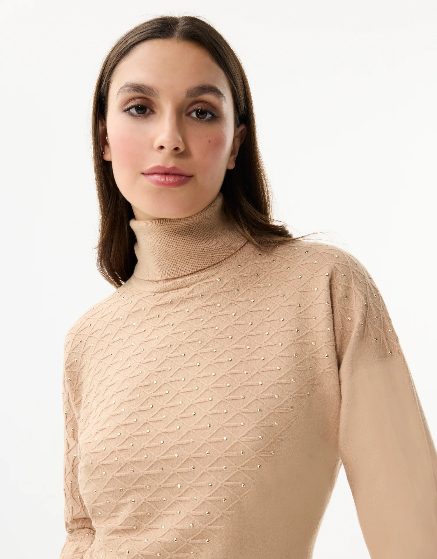 Pull col roulé en maille strass - Image 3