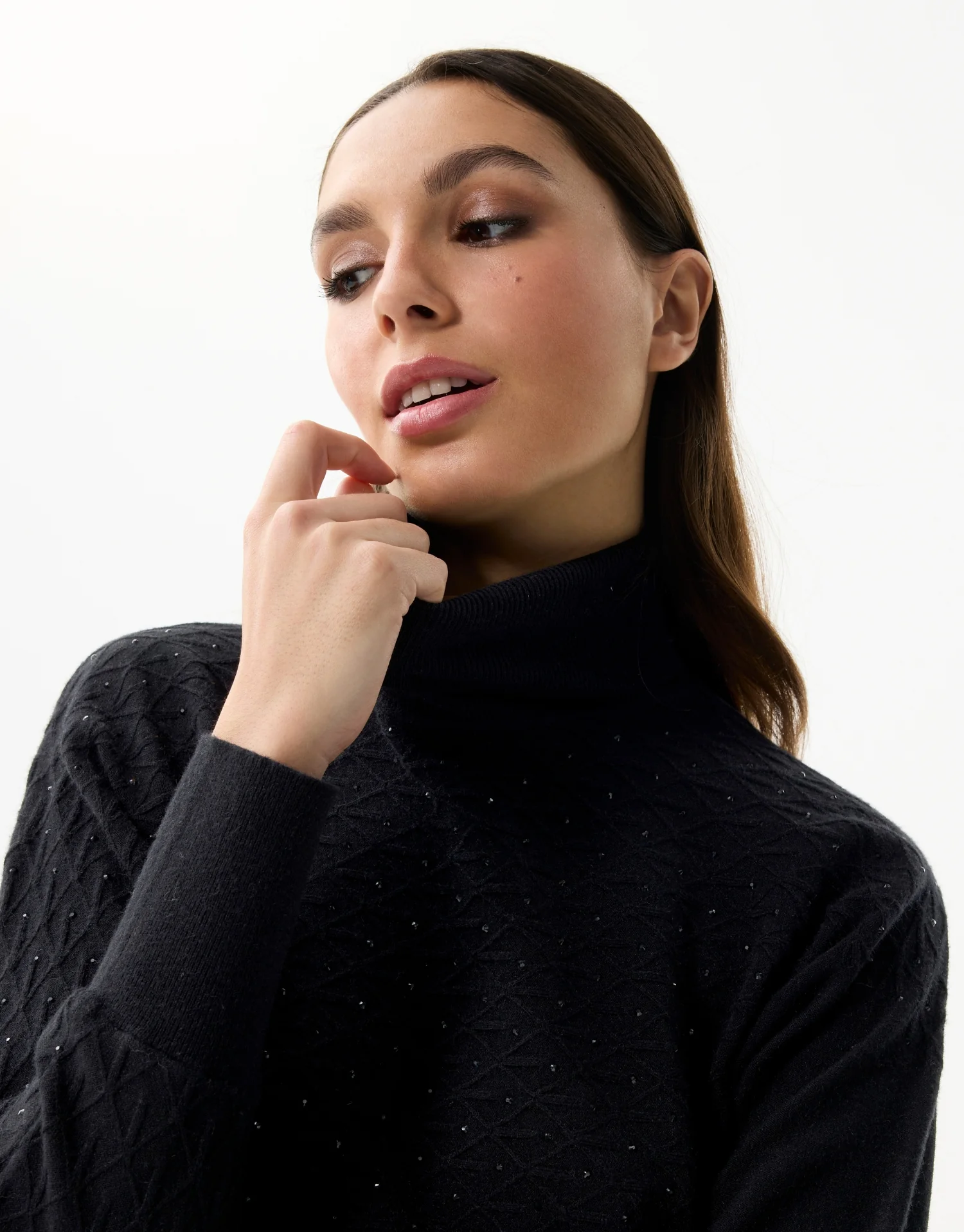 Pull col roulé en maille strass - Image 6
