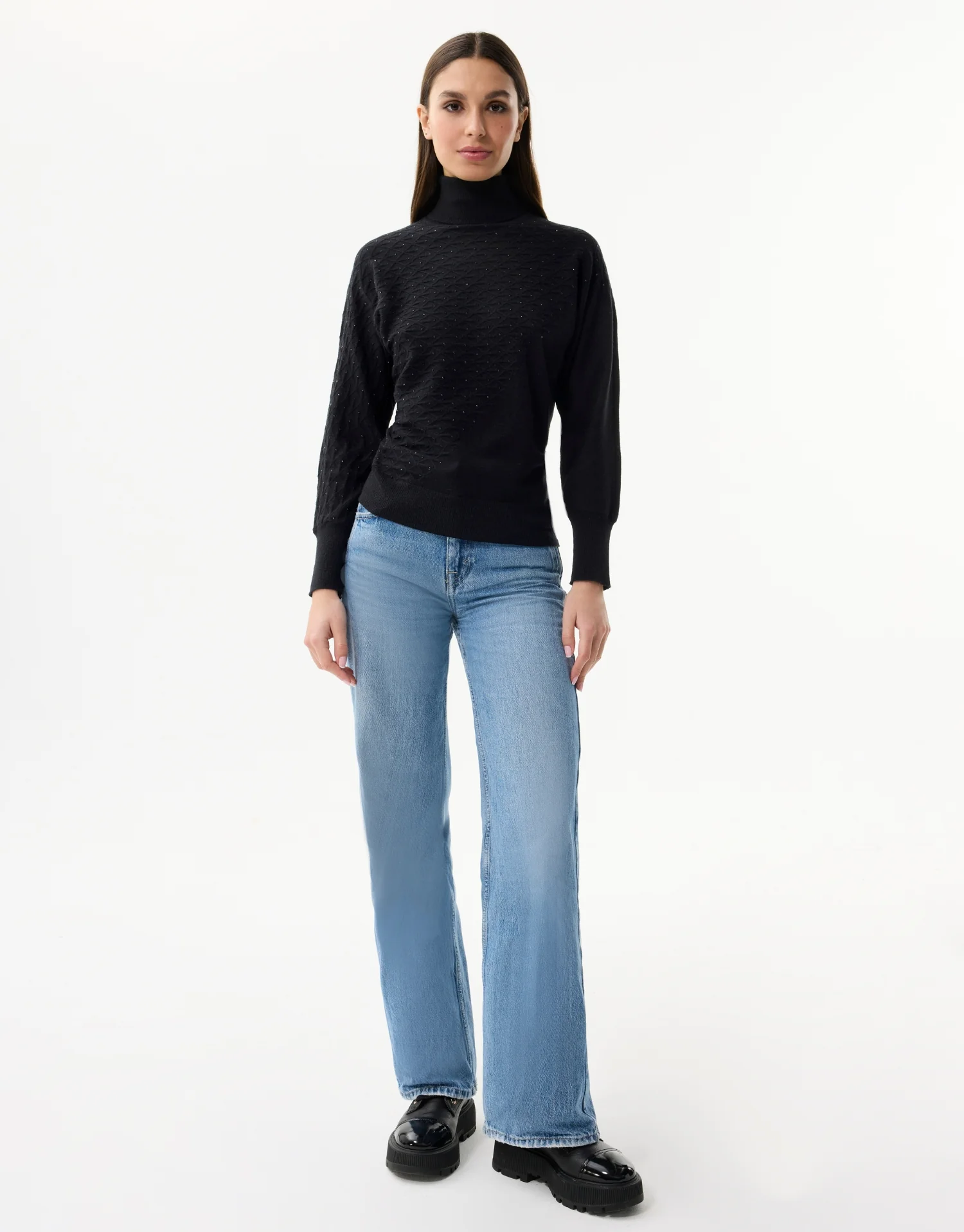 Pull col roulé en maille strass - Image 7