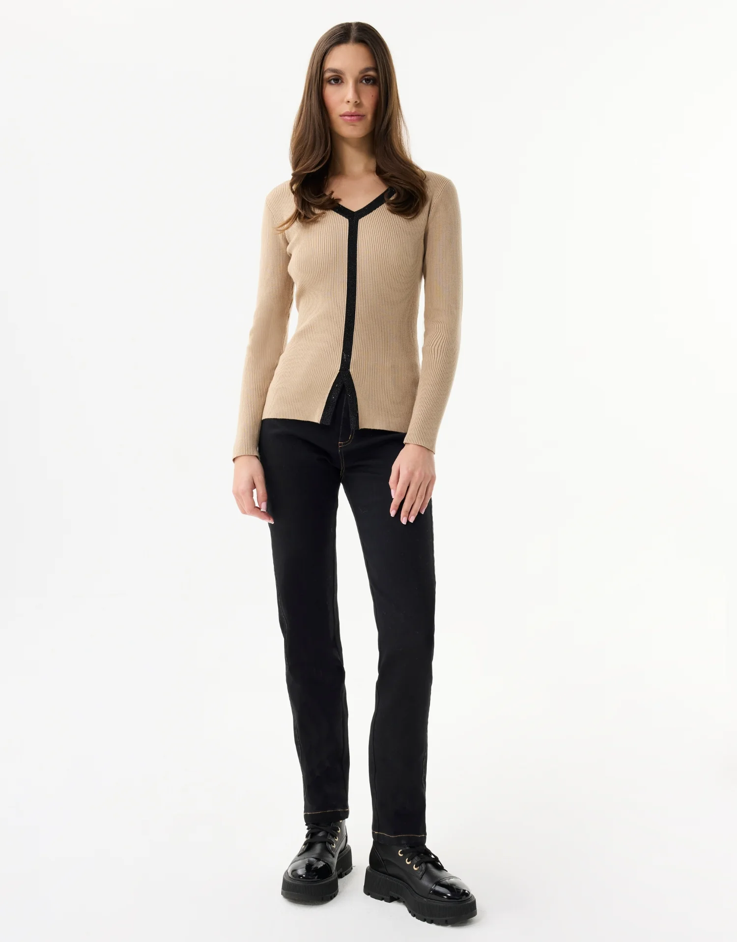 Pull col V détail lurex contrasté - Image 3