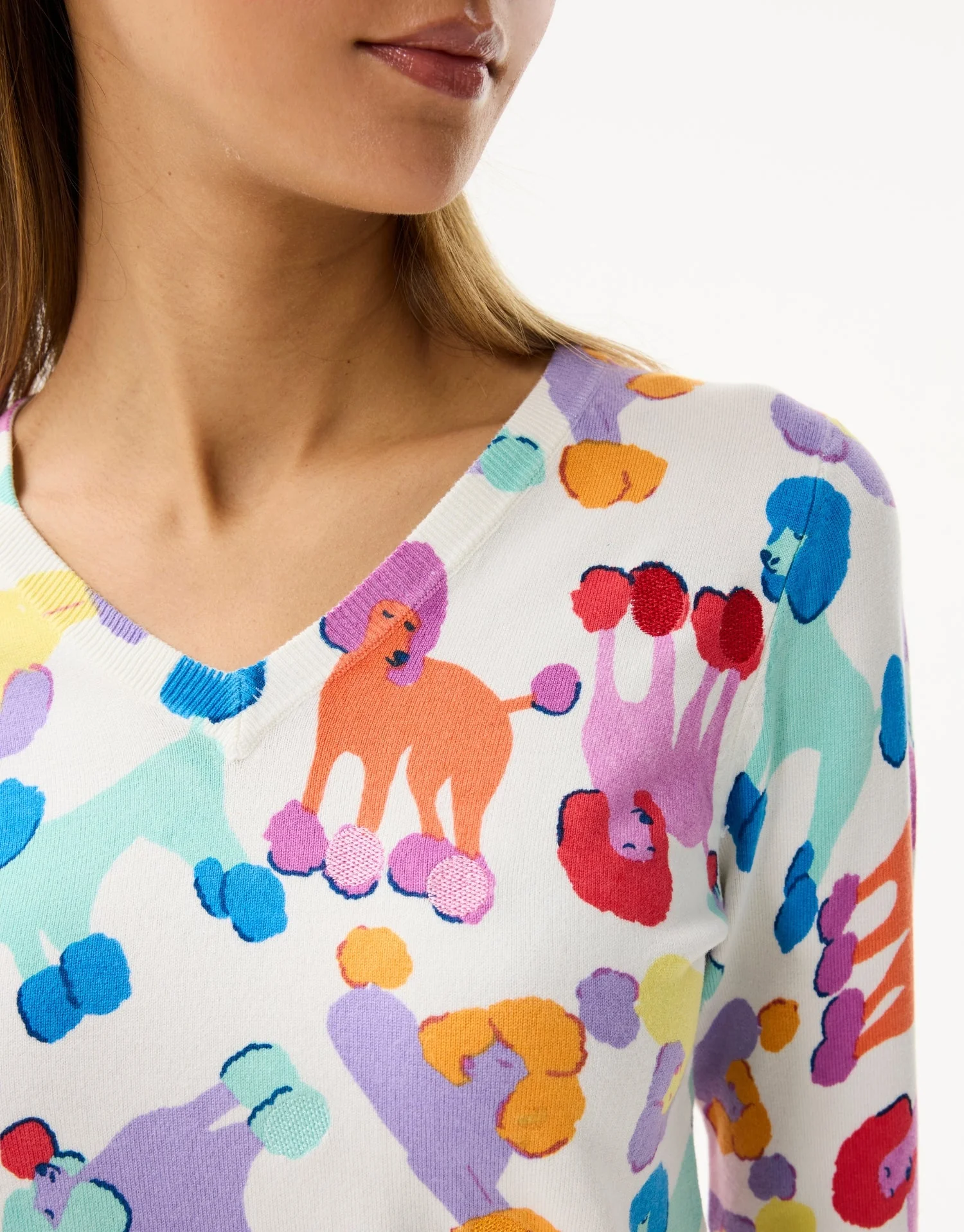 Pull col V imprimé multicolore - Image 2