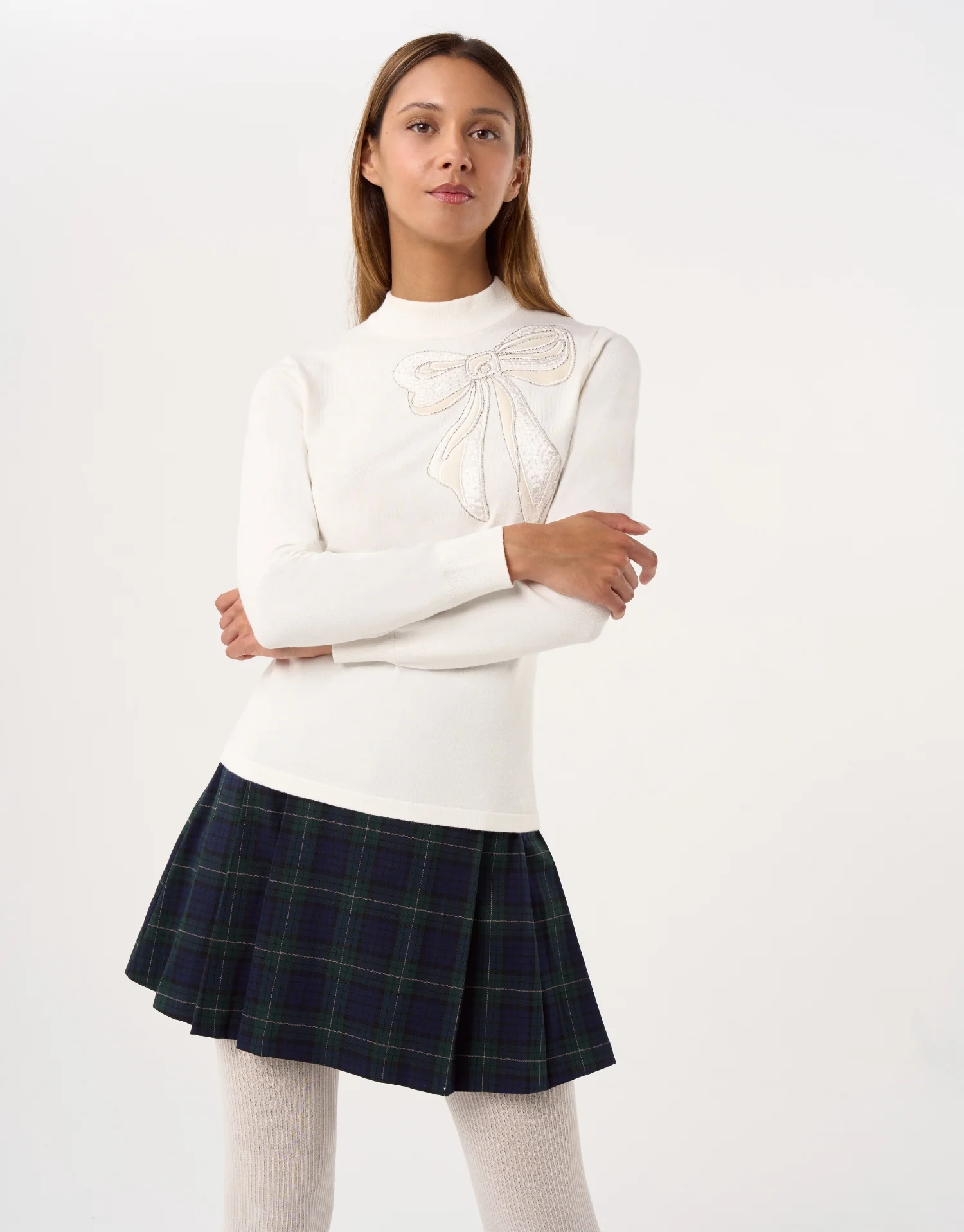 Pull en maille avec broderie nœud - Image 2