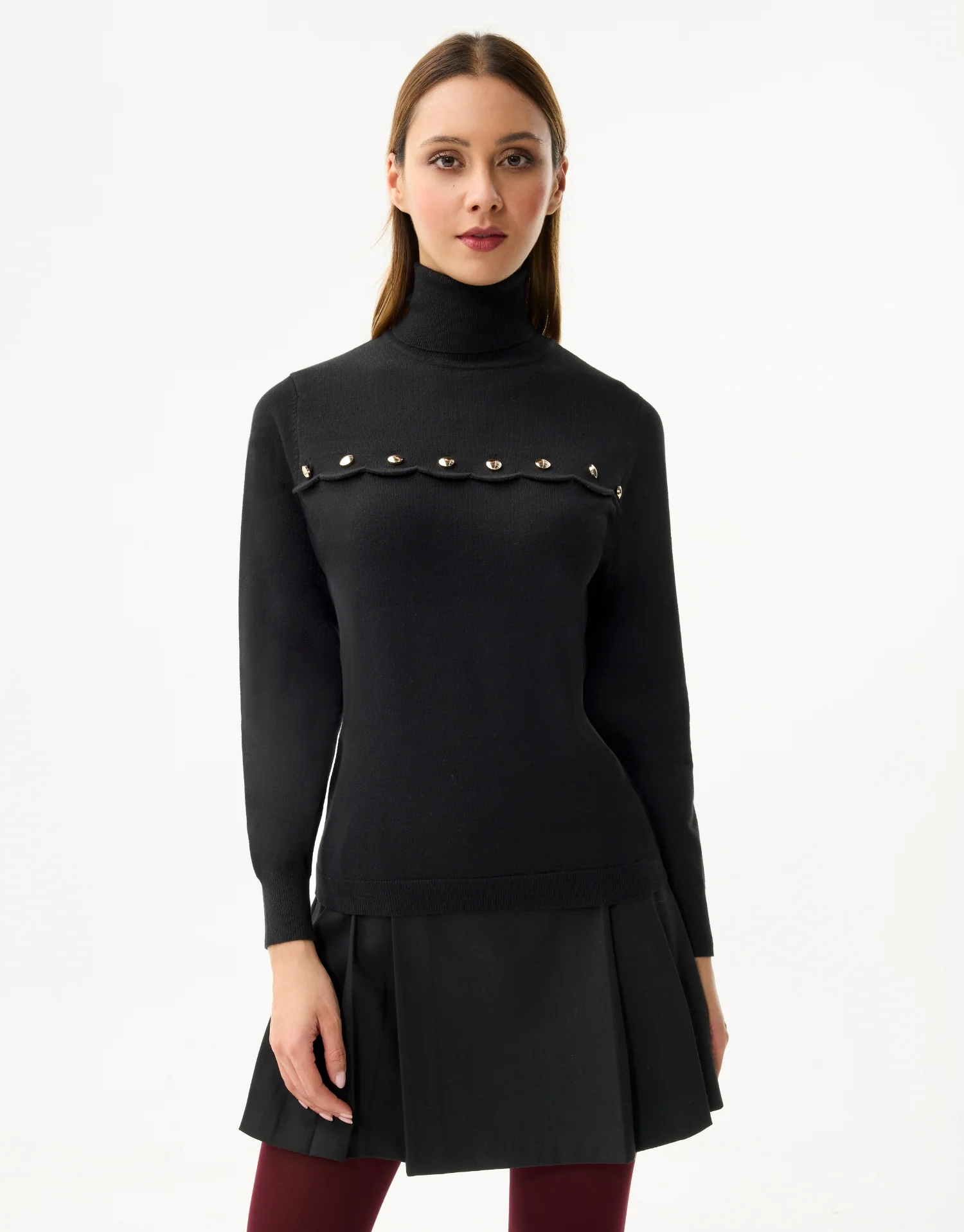Pull col roulé doré - Image 4