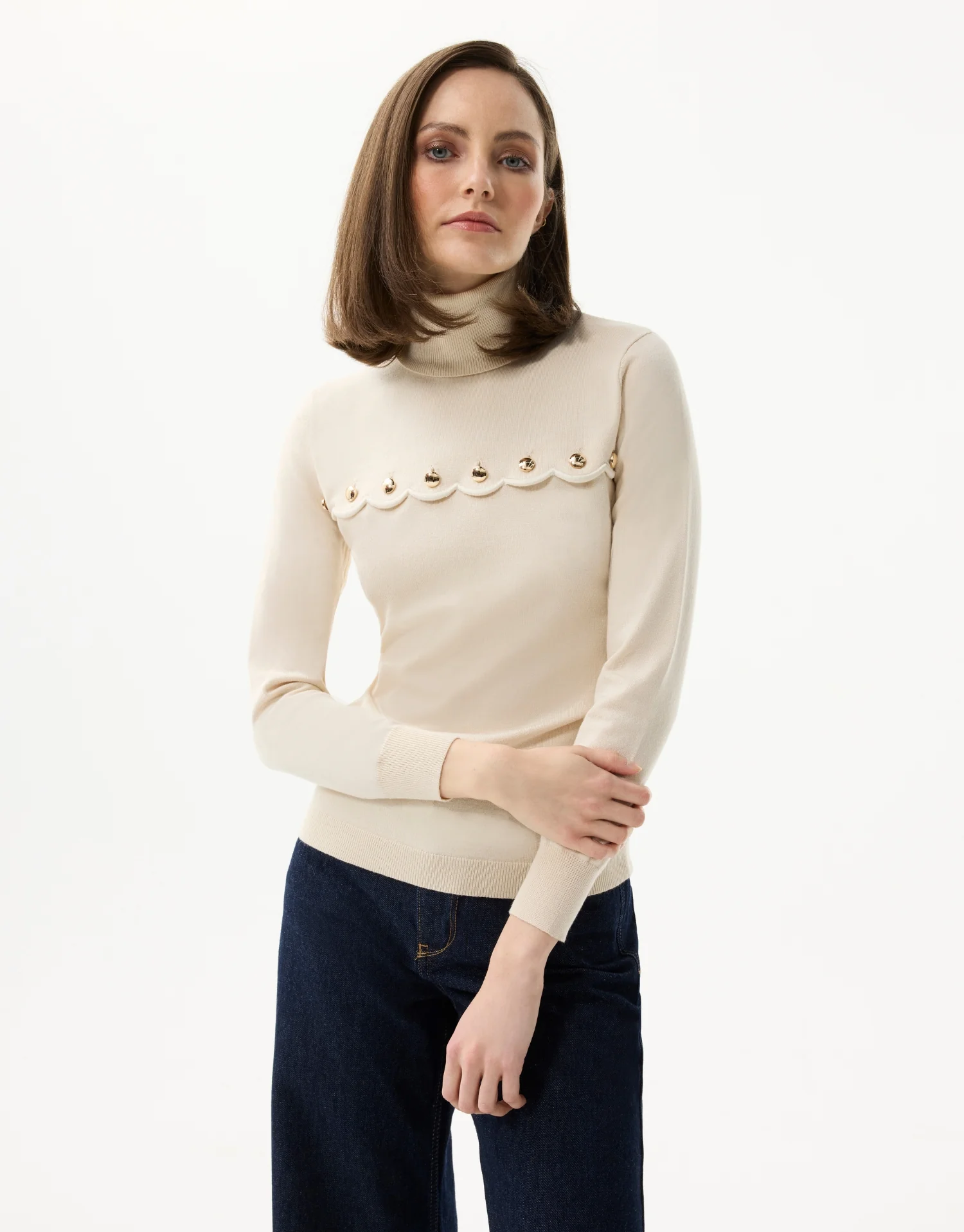 Pull col roulé doré - Image 5