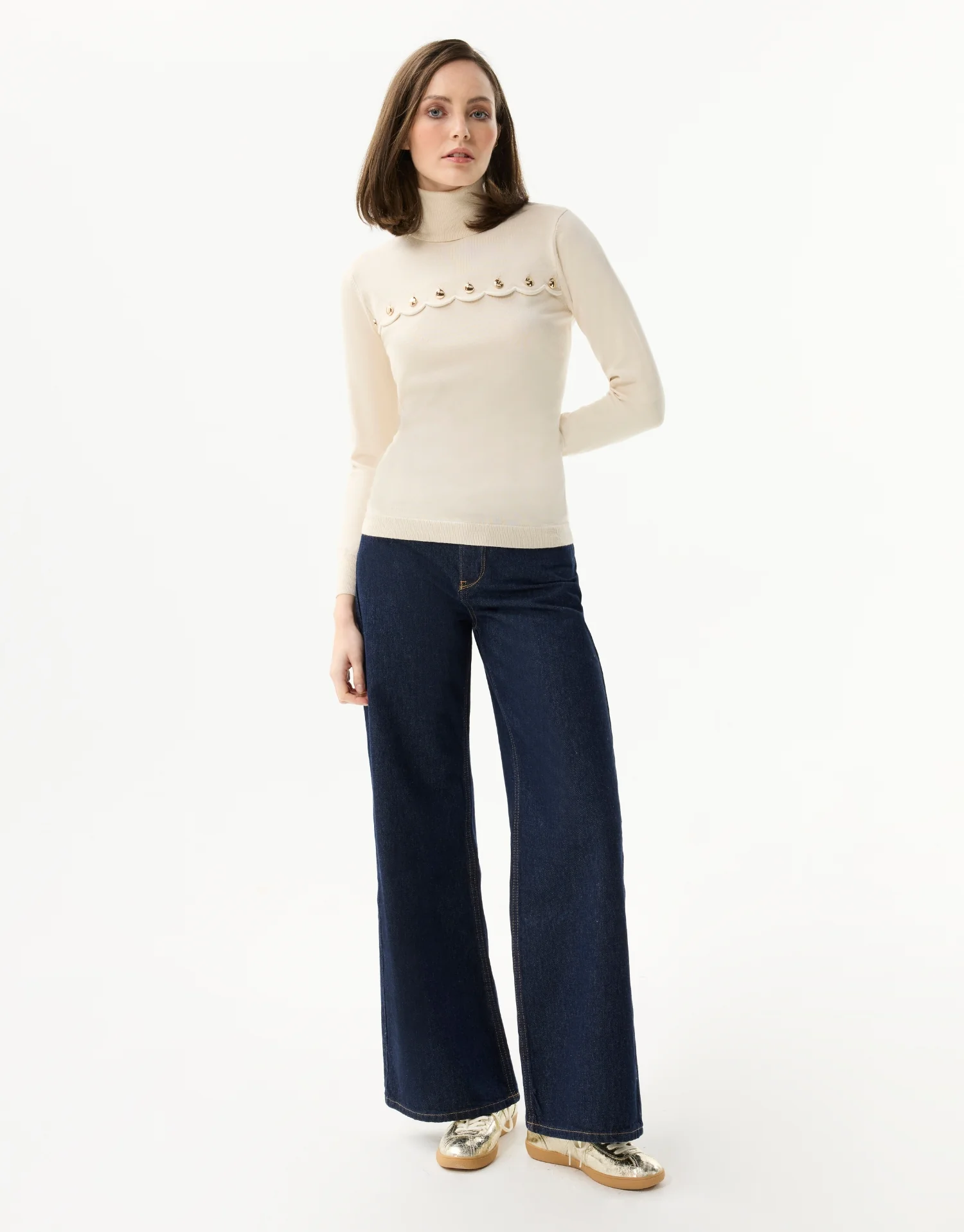 Pull col roulé doré - Image 7
