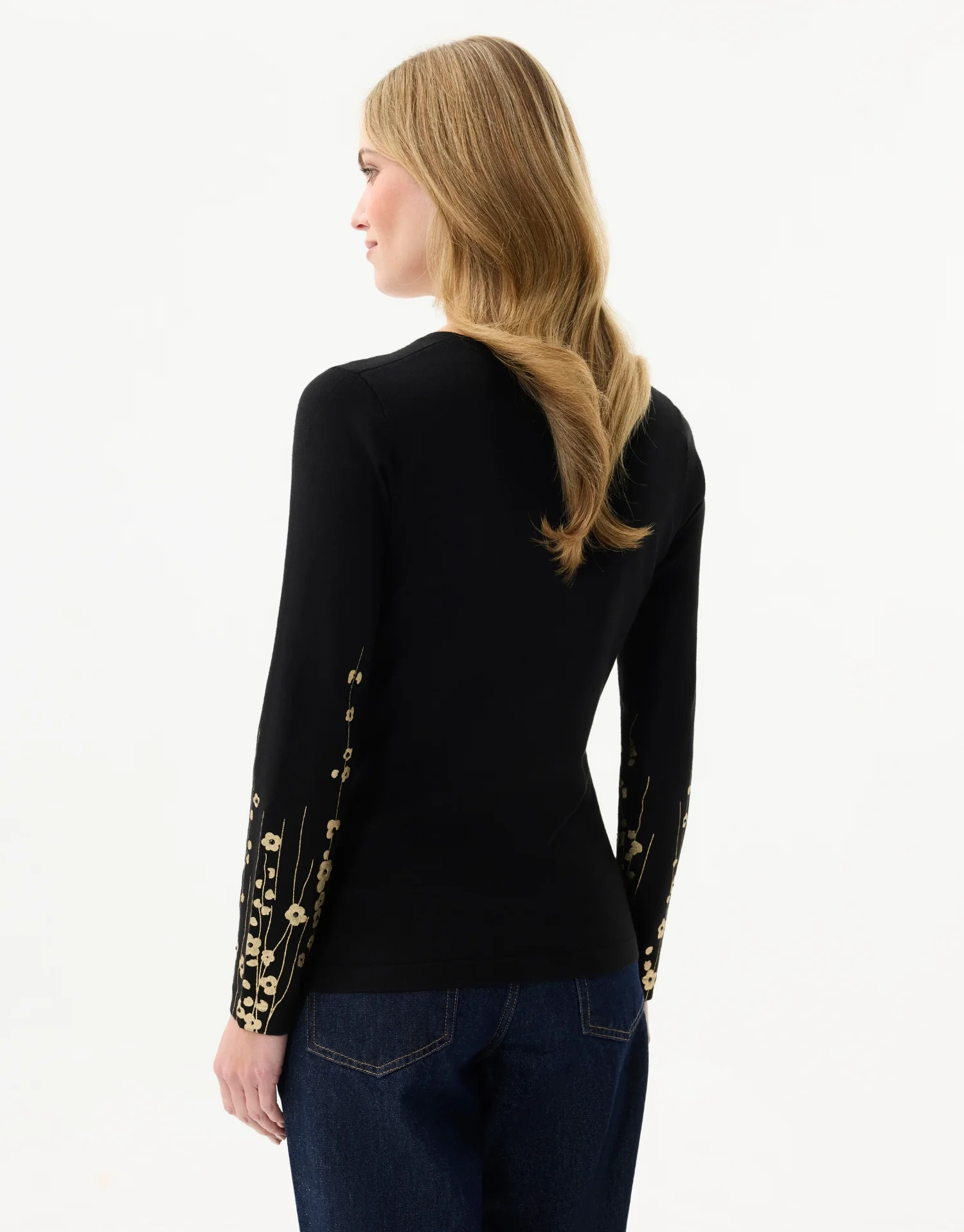 Pull col V fleuri - Image 3