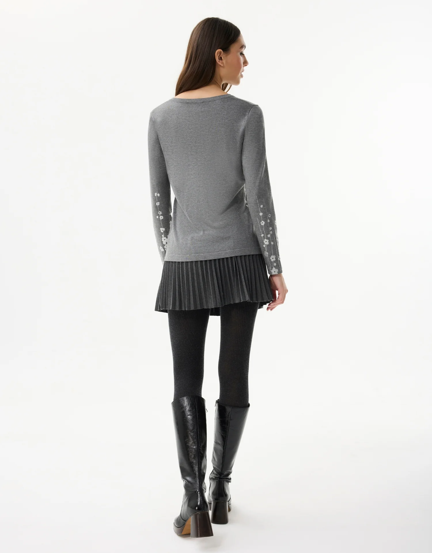 Pull col V fleuri - Image 6