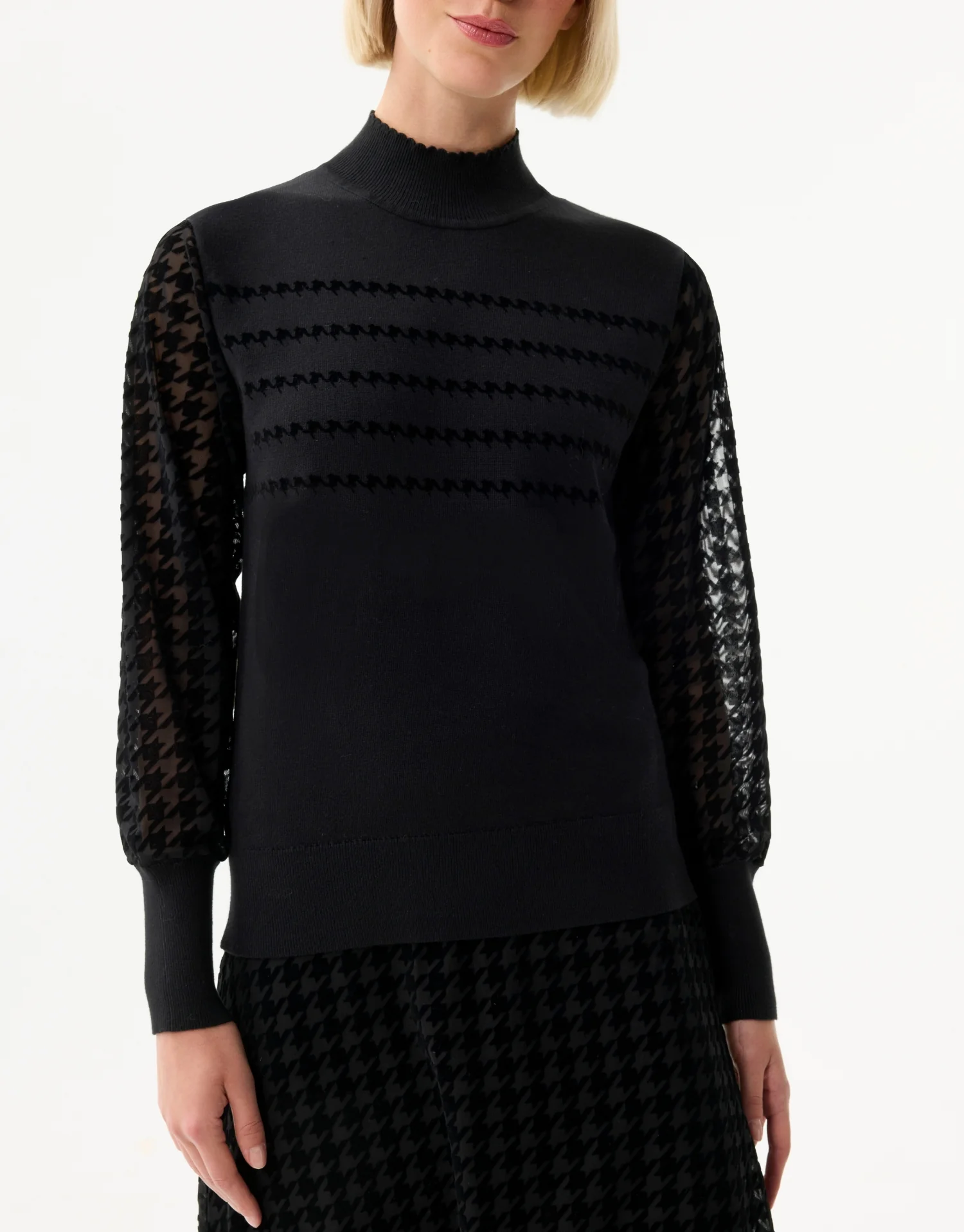 Pull manches voile motif pied-de-poule - Image 2