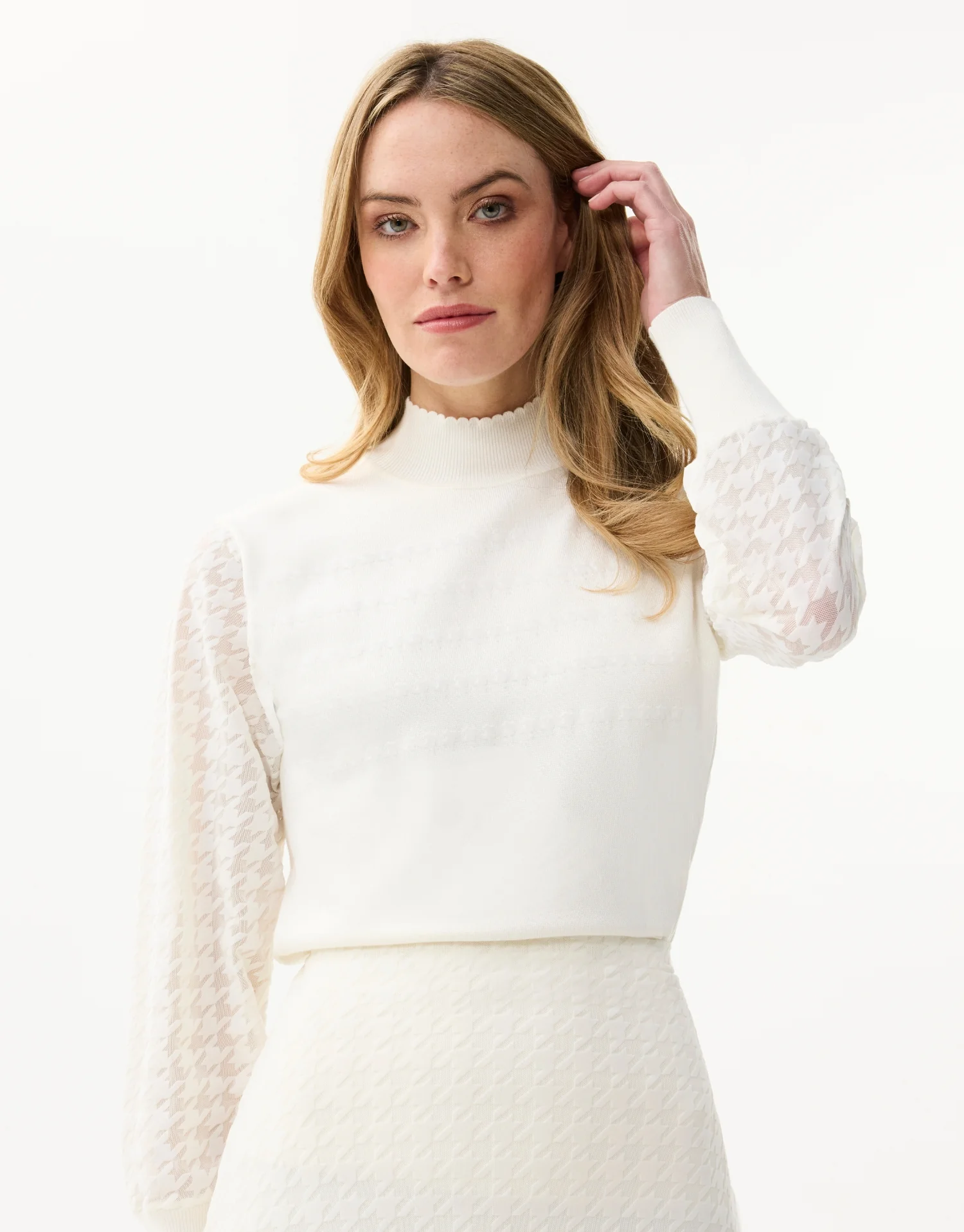 Pull manches voile motif pied-de-poule - Image 6