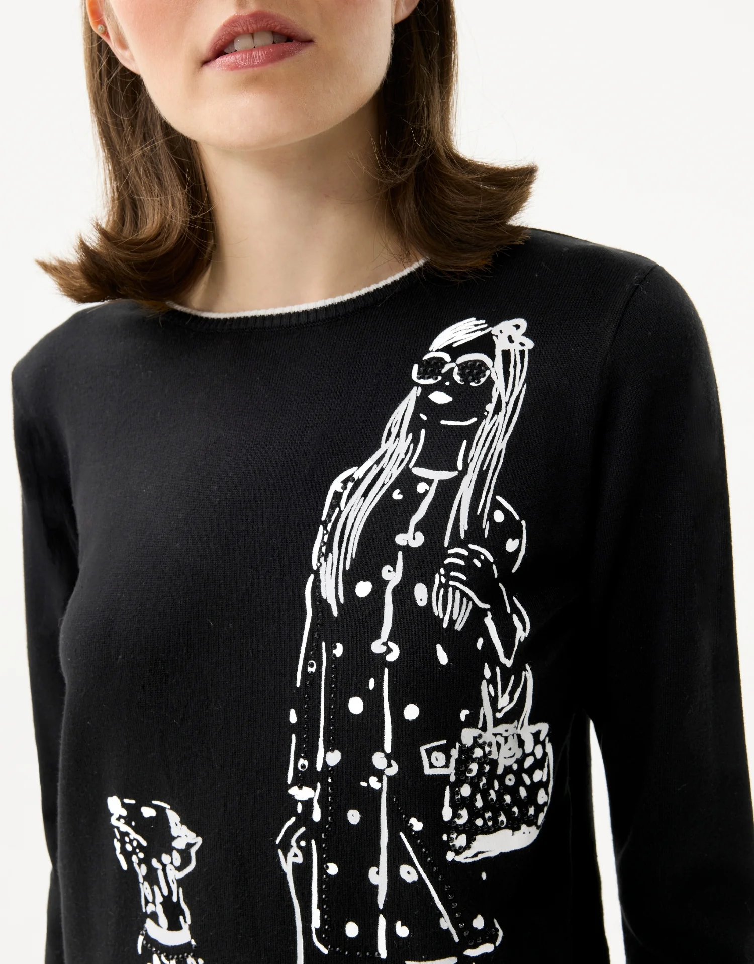 Sweatshirt noir design chien - Image 3
