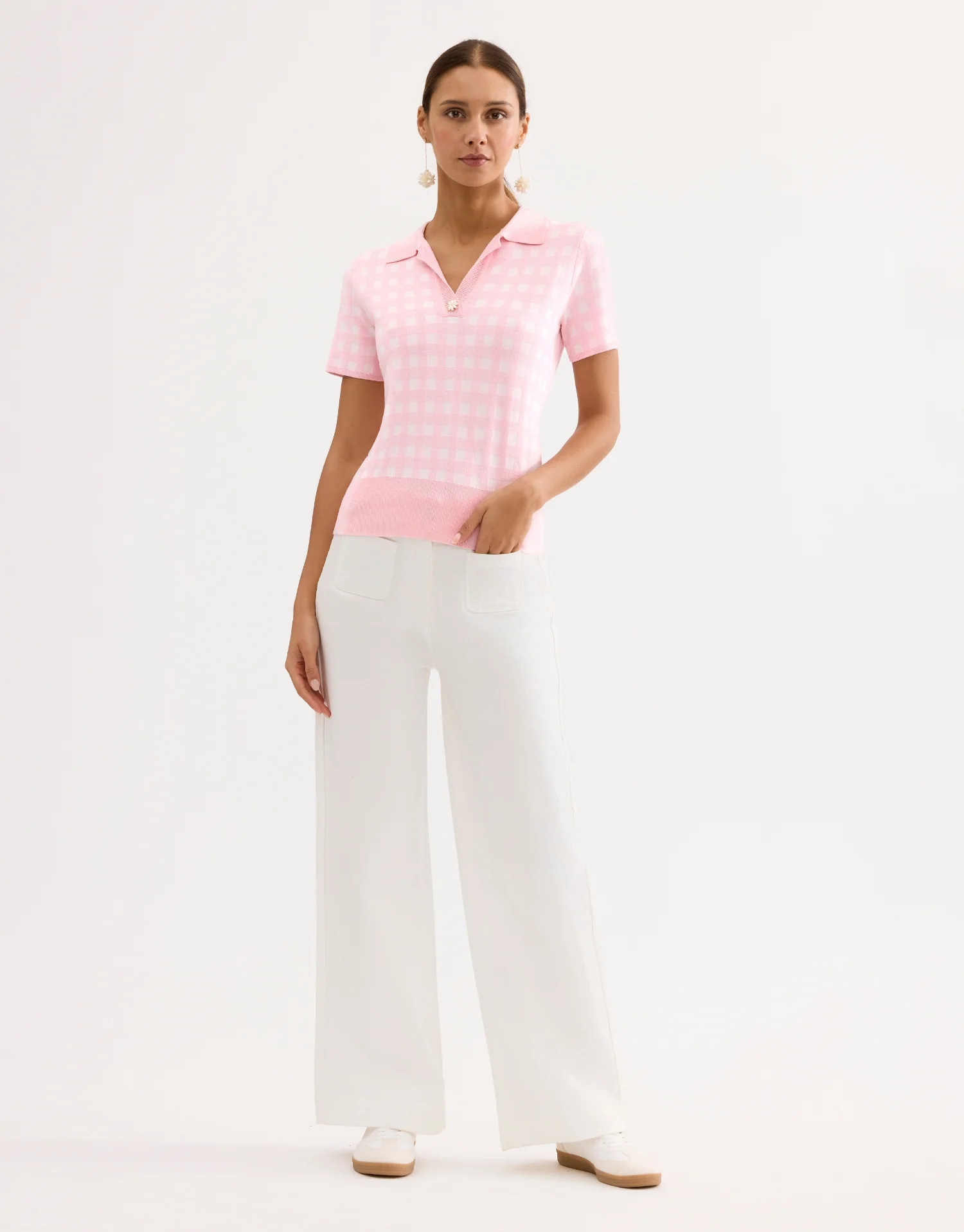 Pull polo maille vichy - Image 4