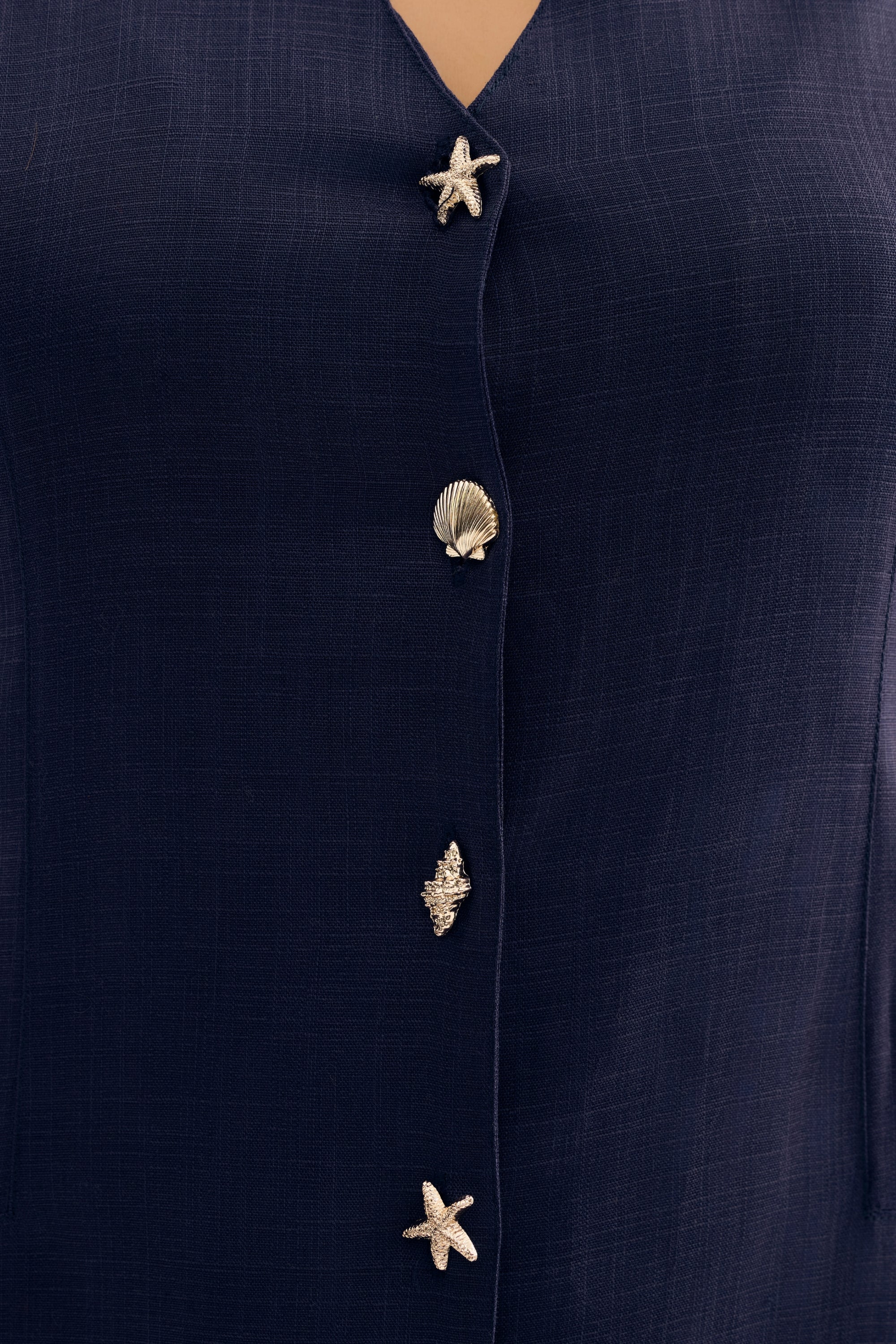 Robe longue boutonnée en lin - Image 8