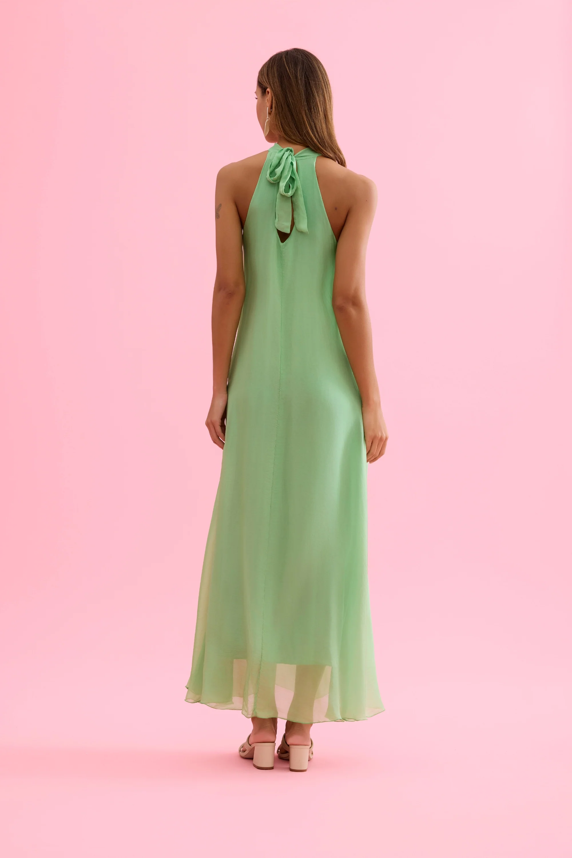 Robe longue fluide col montant - Image 3