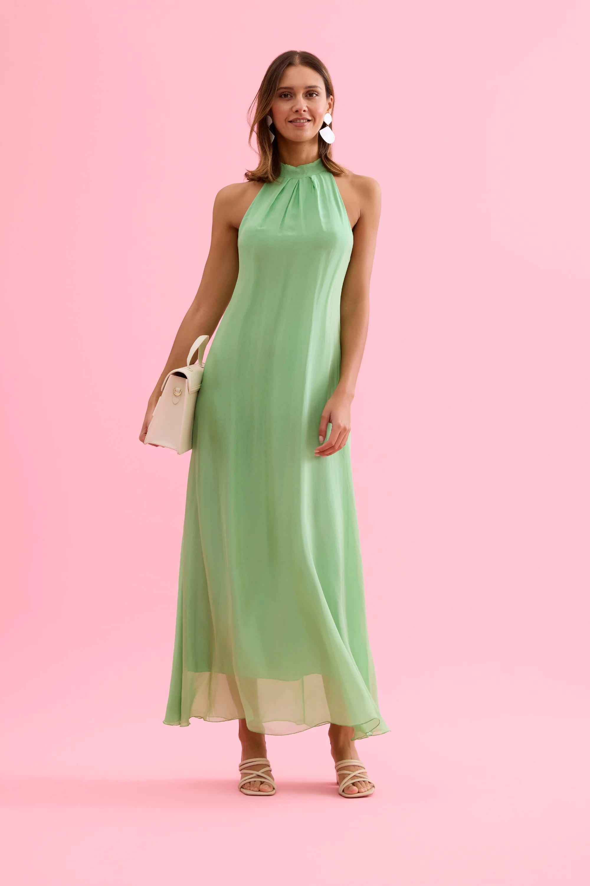 Robe longue fluide col montant - Image 4