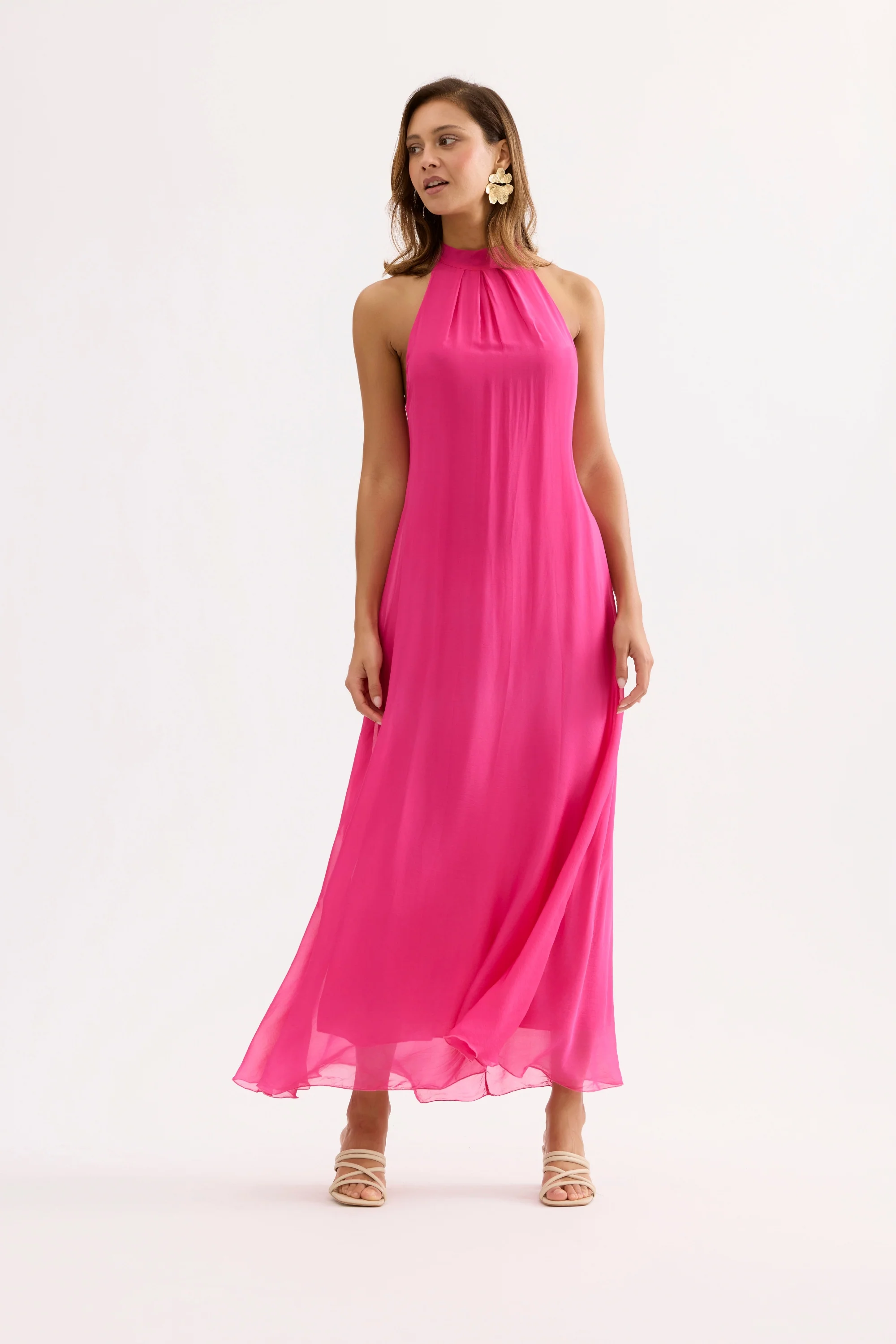 Robe longue fluide col montant - Image 5