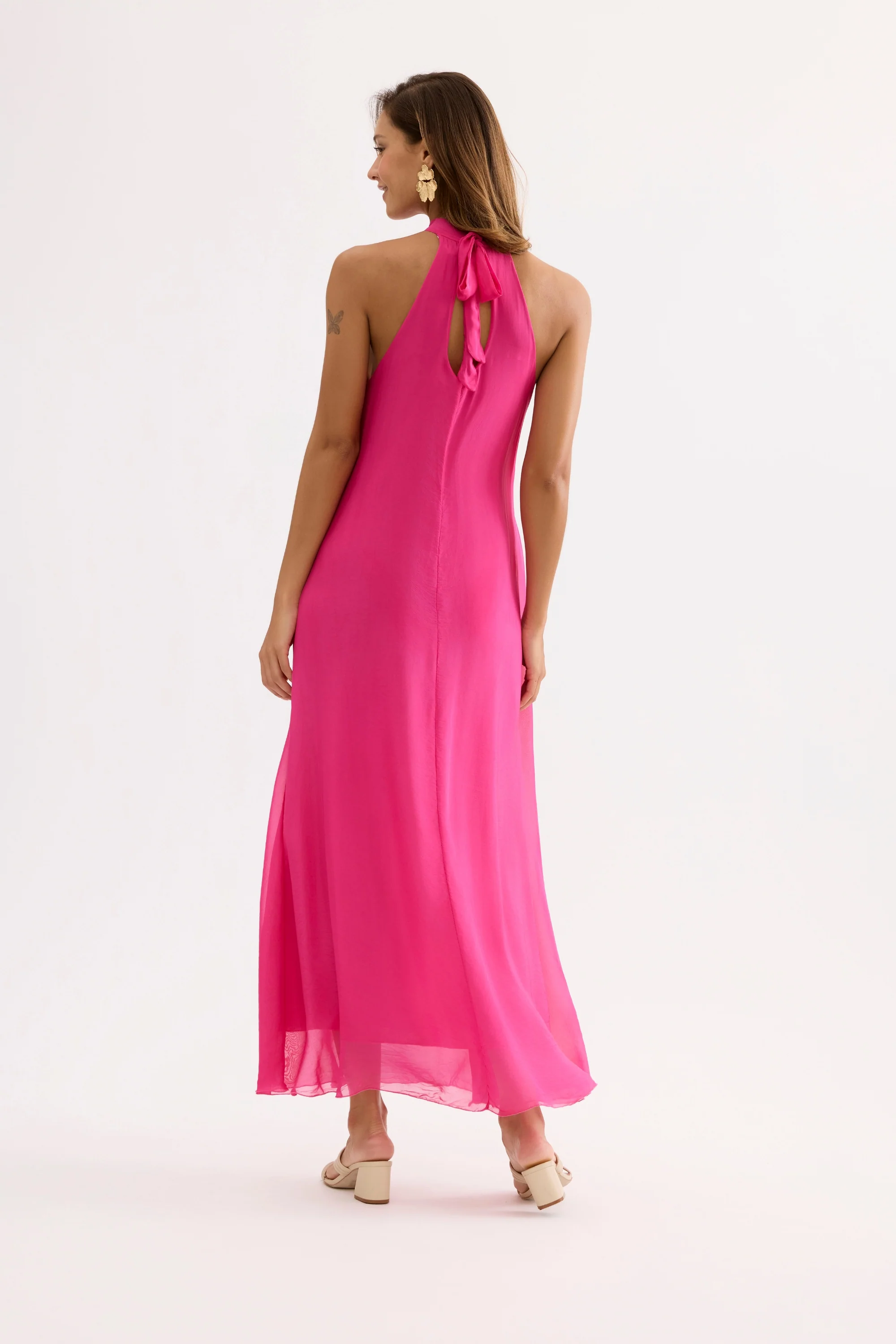 Robe longue fluide col montant - Image 8
