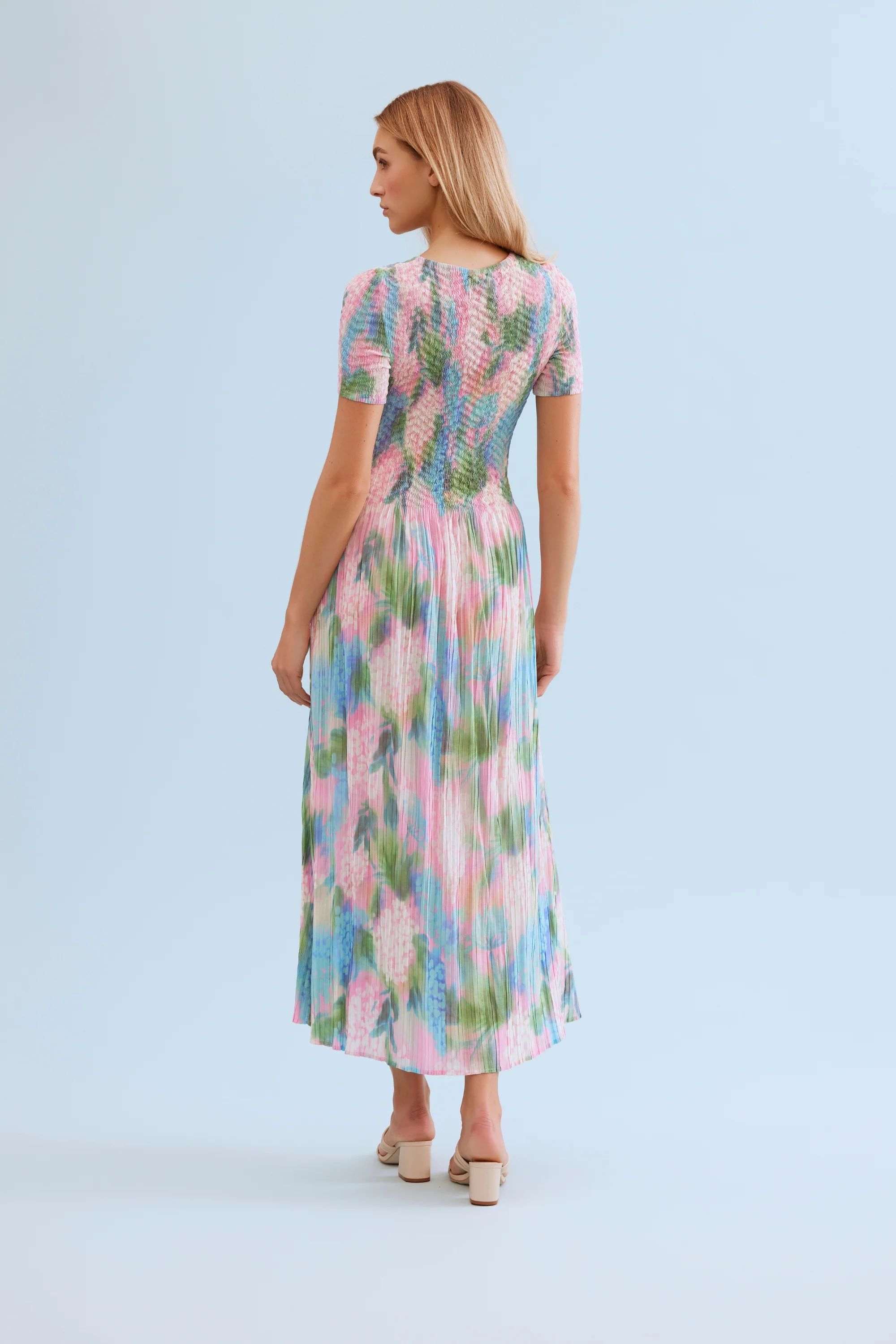 Robe longue plissée imprimé pastel - Image 4