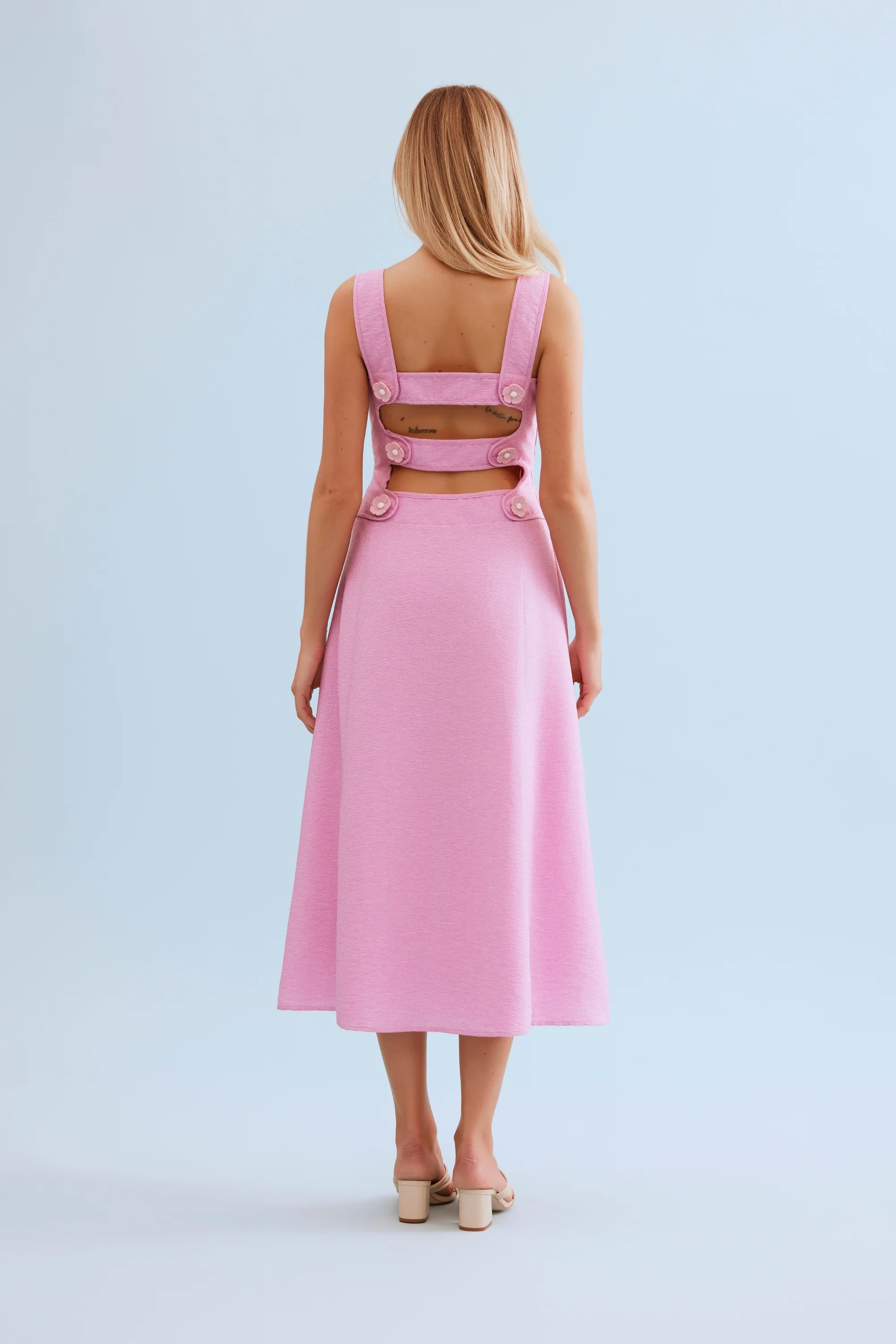Robe midi dos ouvert à fleurs - Image 5