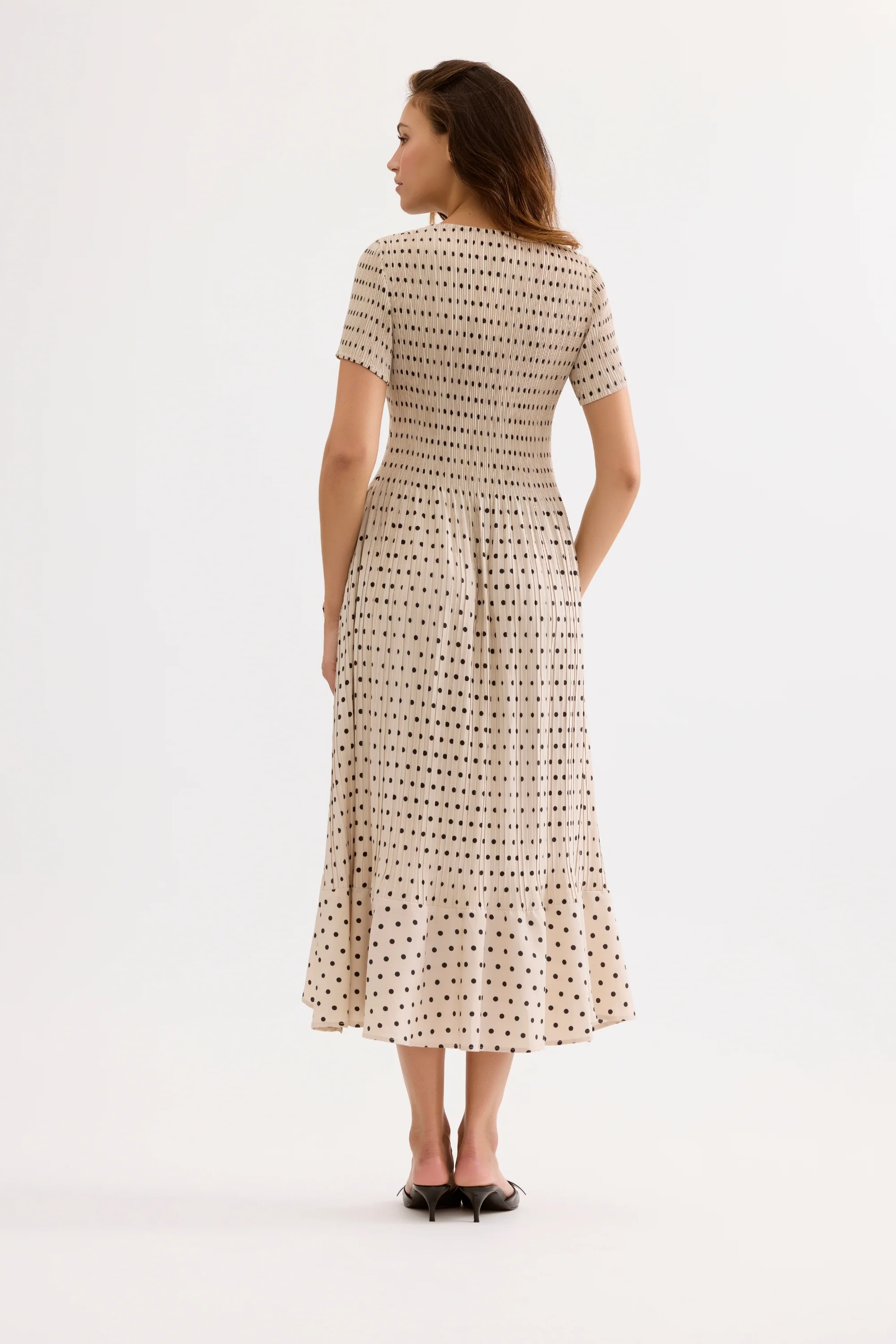 Robe midi fluide imprimé pois - Image 3
