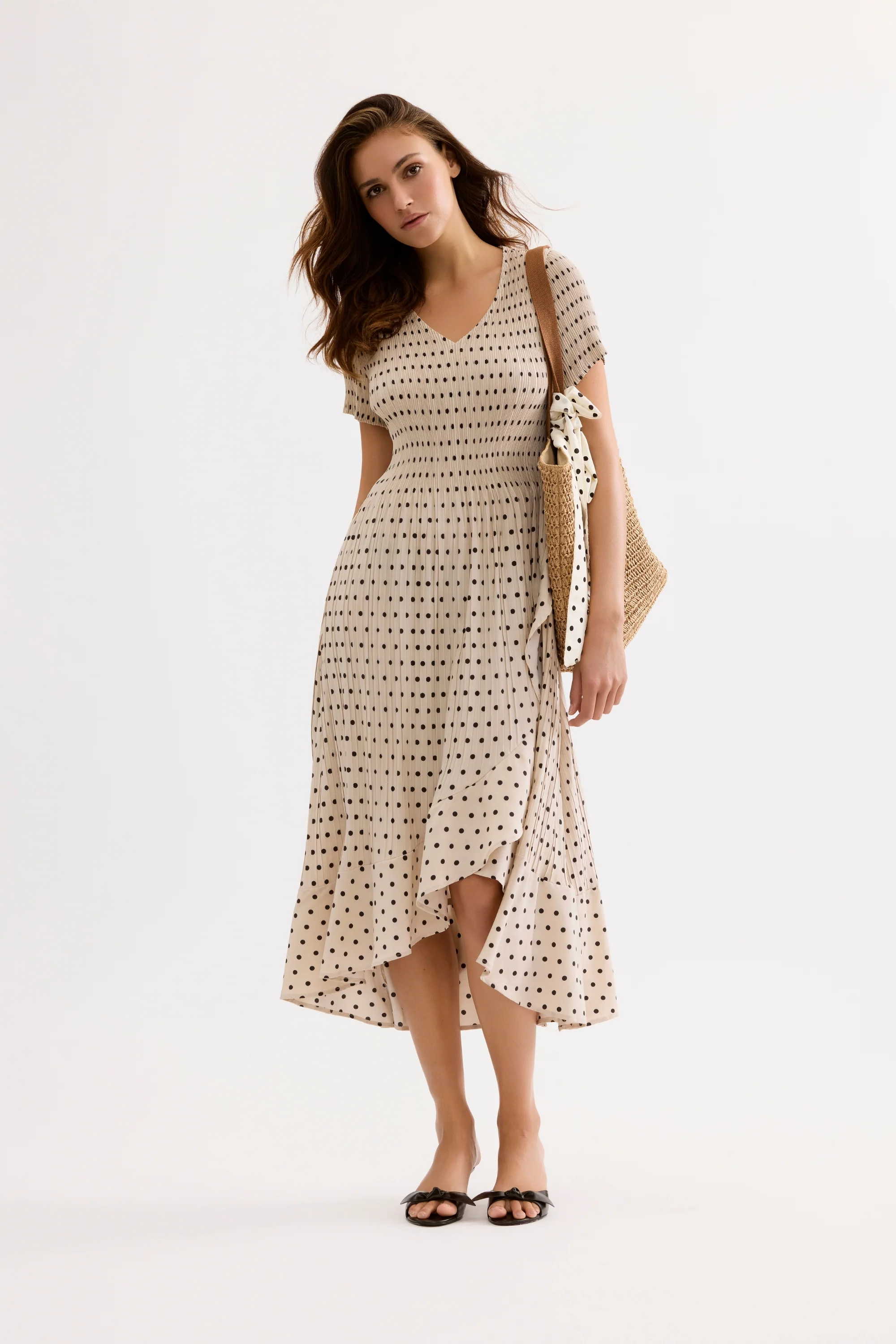 Robe midi fluide imprimé pois - Image 4
